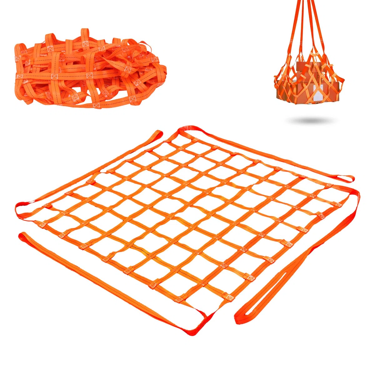 Hochleistungs-Hebenetz aus Polyester, 1 x 1 m, 300 kg, tragfähig, verschleißfest, Be- und Entladenetz, Ladungshängenetz, vertikales Hebenetz, geeignet für die Handhabung von Logistiklagern