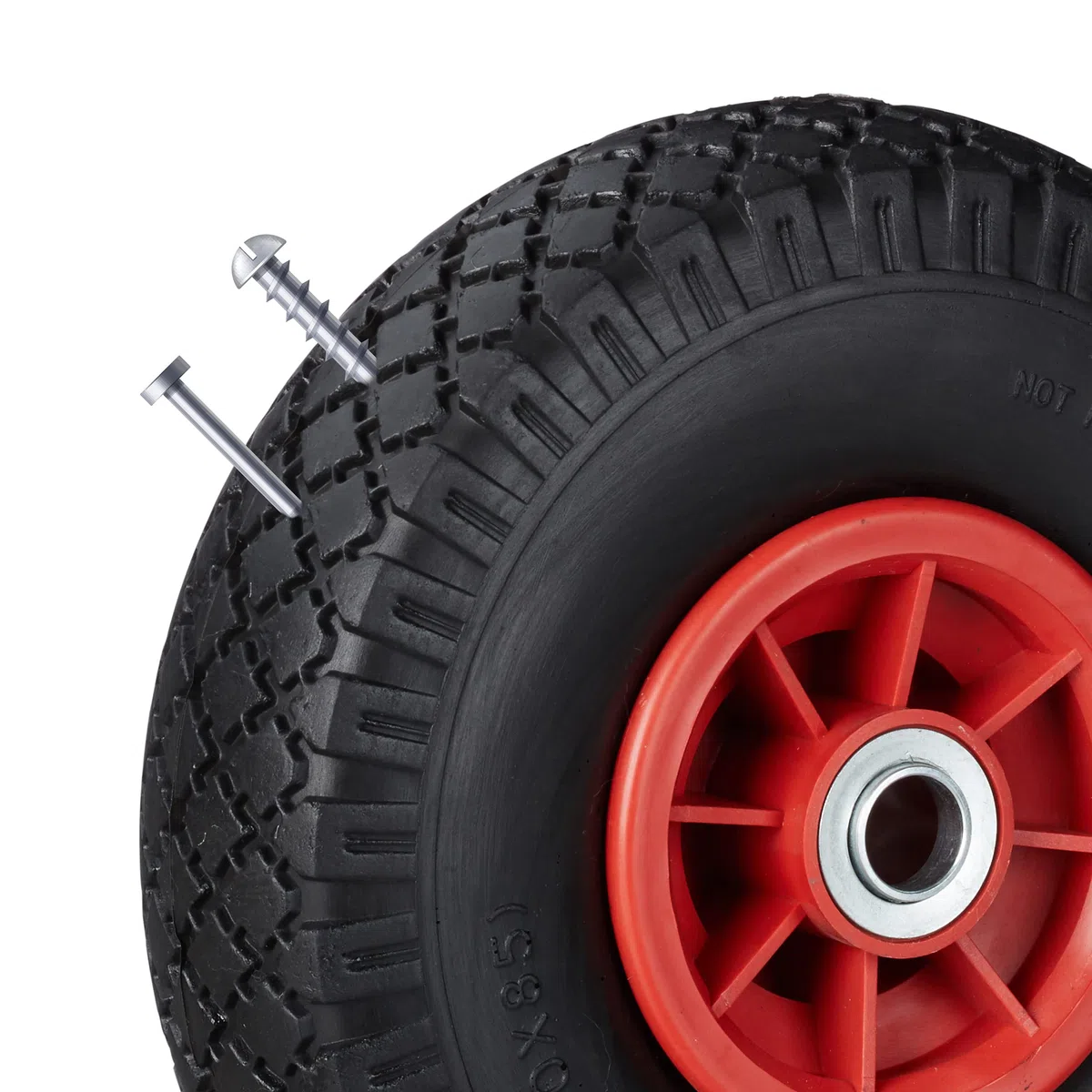 Relaxdays 2x Sackkarrenrad, pannensichere Vollgummireifen, 3.00-4 Zoll, 20 mm Achse, bis 80 kg, 260 x 85 mm, schwarz-rot