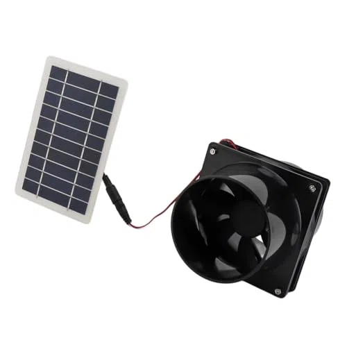 Haofy 10 W 12 V Solarbetriebener Abluftventilator, Solar-Entlüftungsventilator, ABS-Solarpanel-Ventilator-Set für Runde Rohre für Haustierhaus, Hühnerstall, Wohnmobil, Gewächshaus