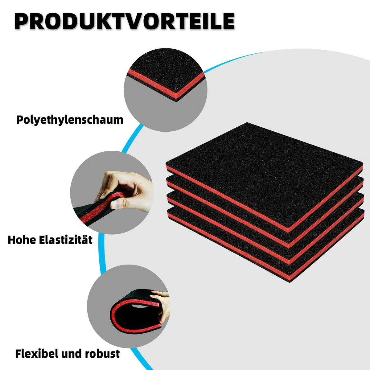 4 Stück Multilayer Schaumstoff Werkzeugeinlage 40 x 30 x 5cm Schaumstoff Zuschnitt Stoßdämpfend Antistatisch Schaumstoffeinlage für Transport Schaumstoffeinlage Werkzeug für Verpackung Lagerung DIY