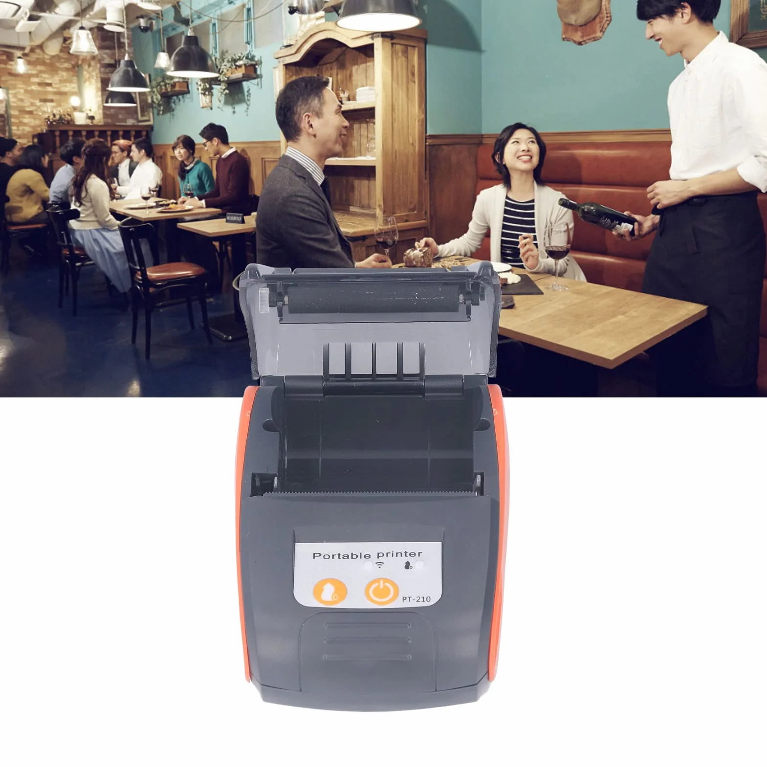 Bewinner Bluetooth-Belegdrucker, Tragbarer 58-mm-MiniPos-Drucker, Persönlicher Rechnungs-POS-Belegdrucker, Mobiler Kabelloser Thermodrucker für den Restaurantverkauf Im (Mit