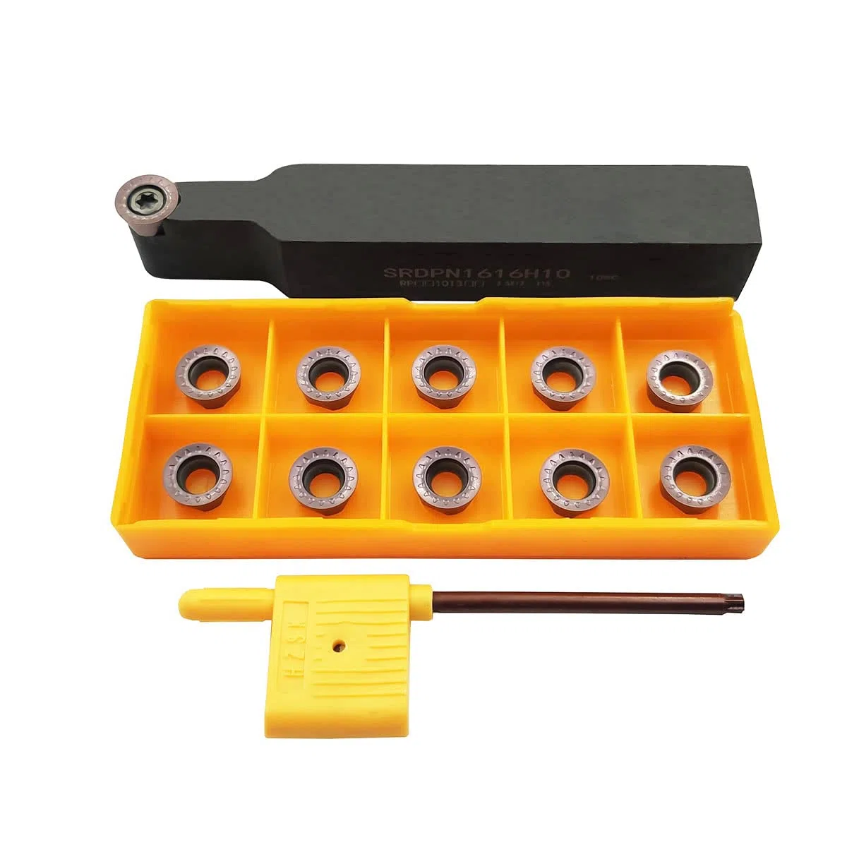 11 Stück RPMT10T3 MOE R5 Wendeschneidplatten-Fräseinsätze Klingenfräser mit 5/8"/16 mm SRDPN1616H10 Wendeschneidplatten-Fräswerkzeughalter Metall-Drehmaschinen-Schneidwerkzeuge
