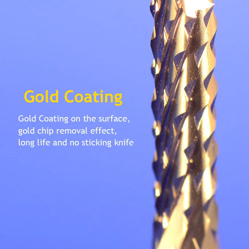 EU_HOZLY Titanium Coat Carbide 3.175mmX0.5mmX3mm Endmühle Gravur Bits CNC Rotary Burrs Packung von 10