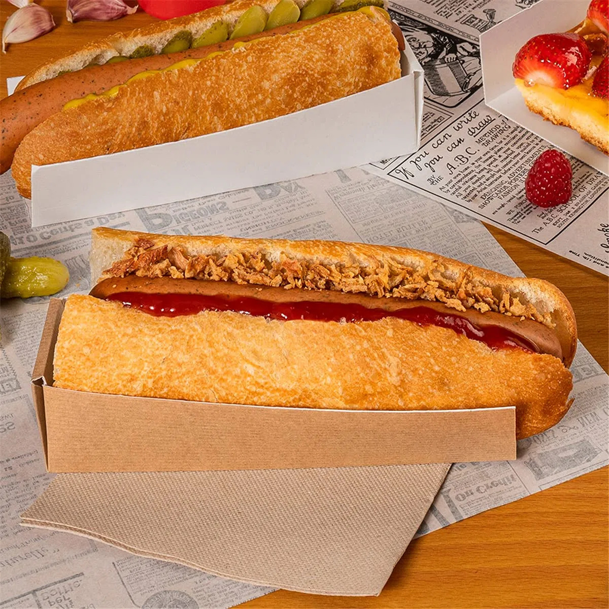 200 Stück Hot Dog Schläger 'Thepack' 220 g/m2, 4,7 x 18,2 x 4 cm, Nano-Micro