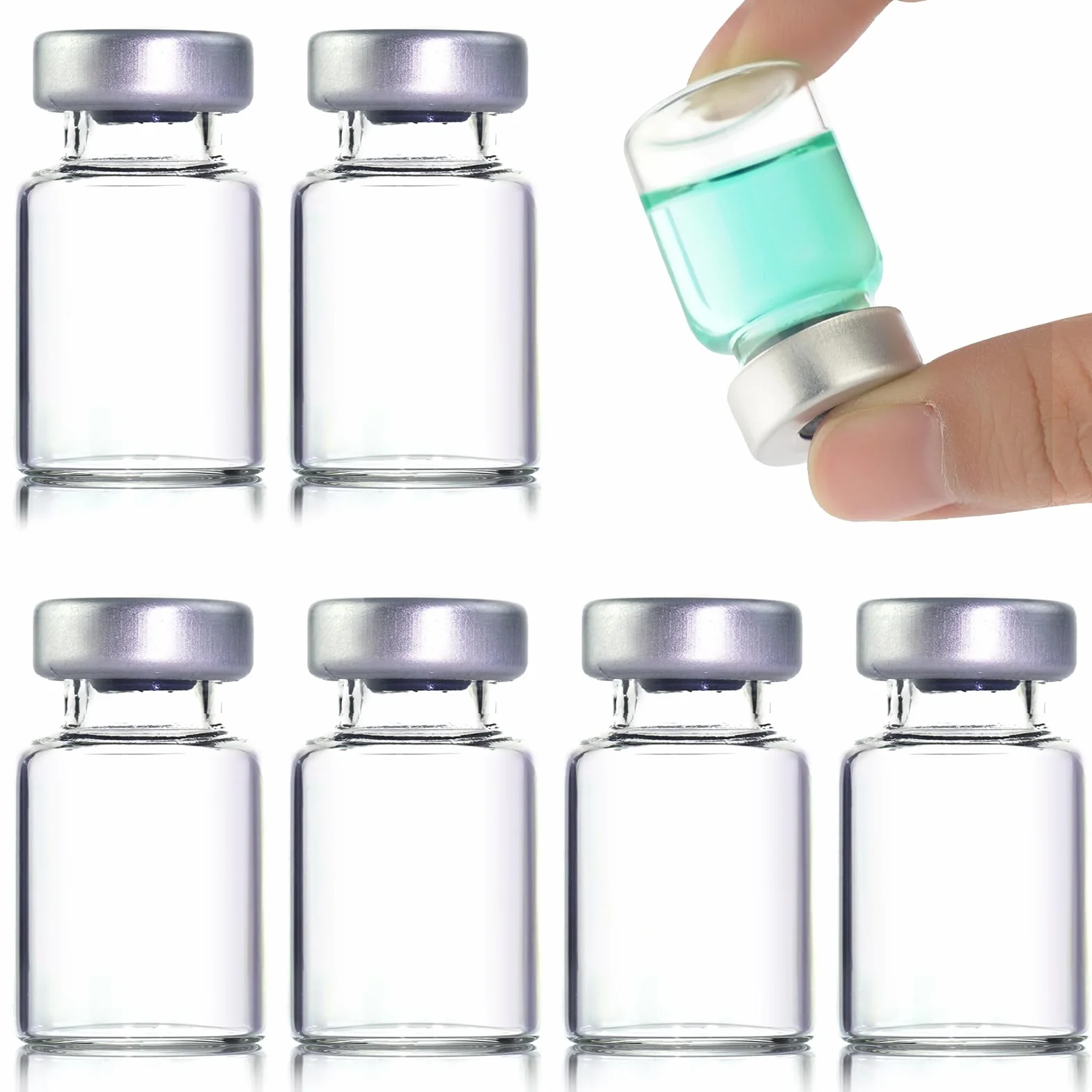 Versiegelte Probenfläschchen, 5 ml, transparente Glasfläschchen mit selbstheilendem Injektionsanschluss, 10 Stück
