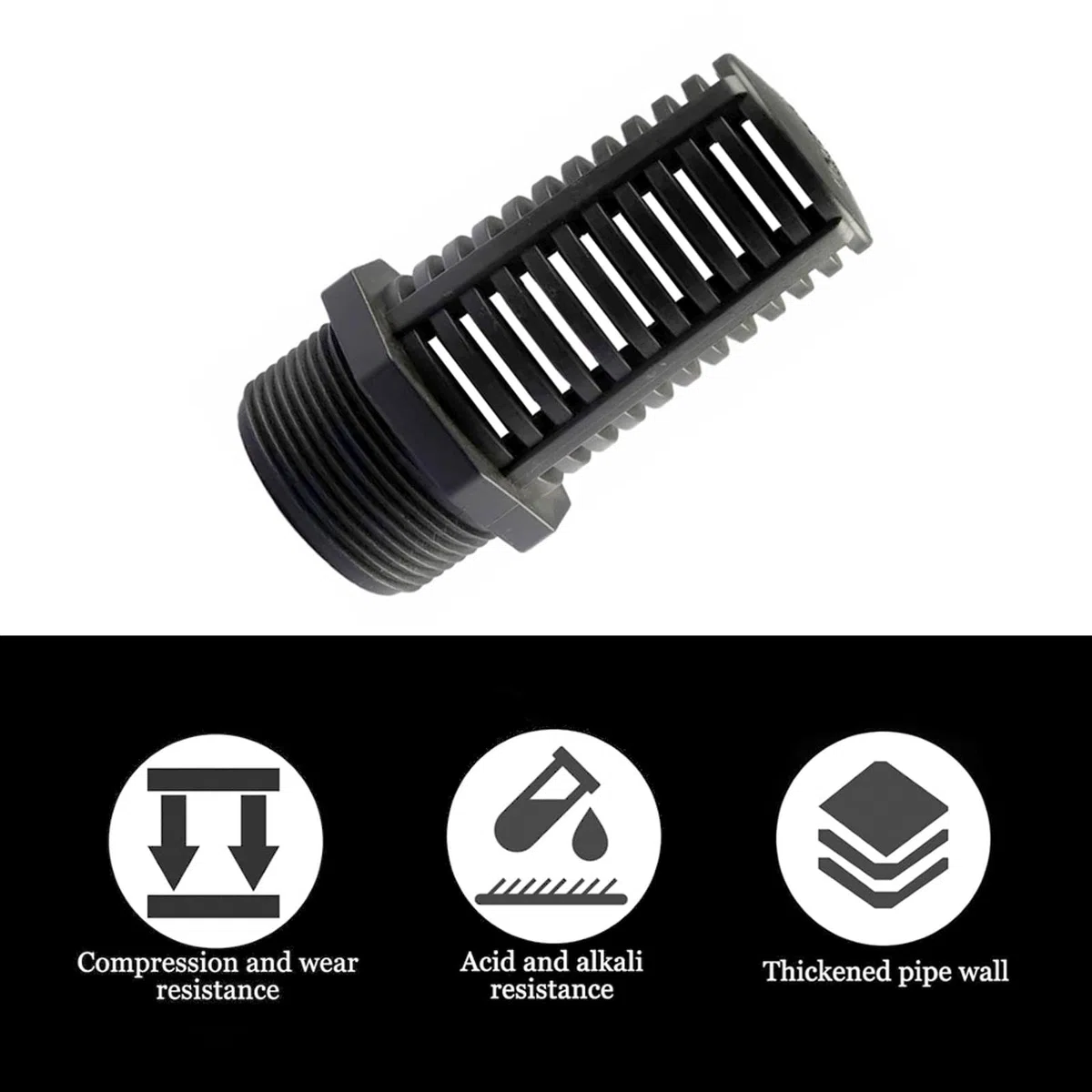 Saug-Überlaufsieb Ablaufgarnitur Anschlussstück Wasserpumpenfilter Gewindesieb Sieb für Aquarien, Teiche, Fischtanks(1,5")
