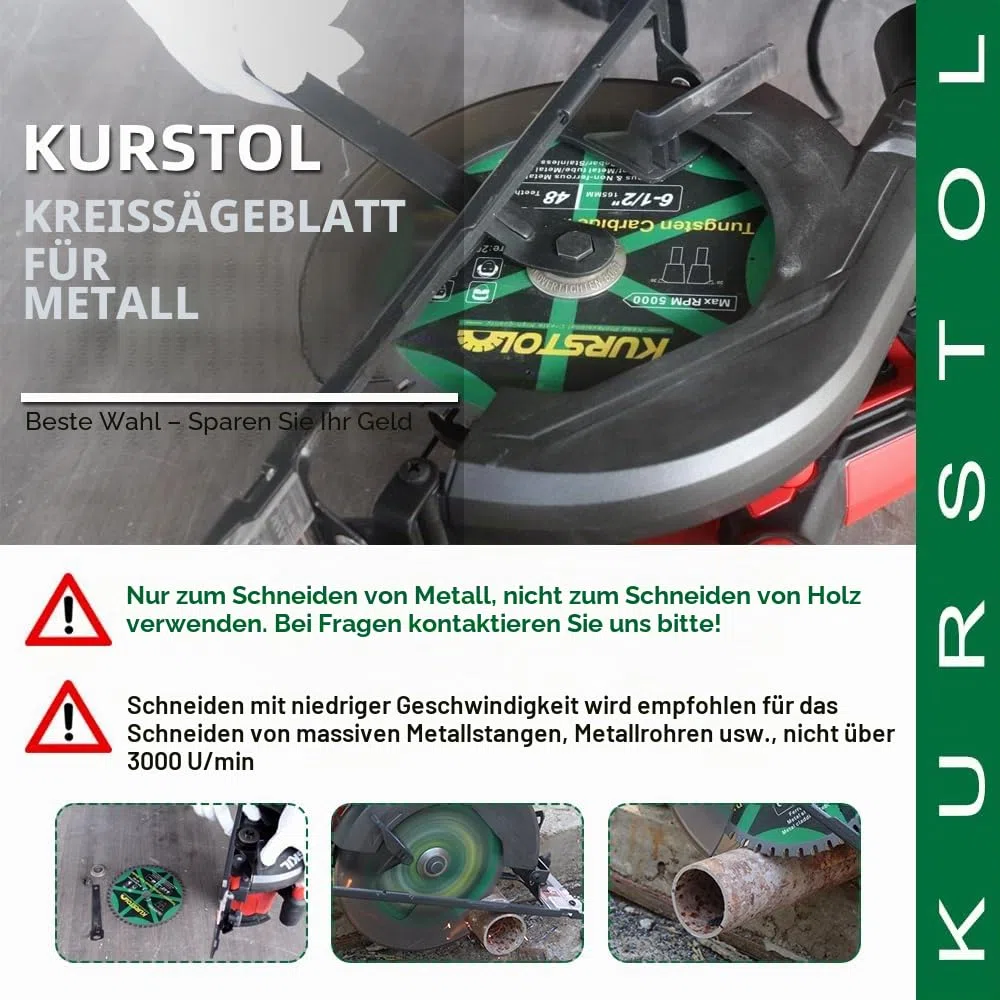 Kreissägeblatt für Metall - 165 x 20 x 15.875mm 48 Zähne Hartmetall-Kreissägeblatt für Eisen, Eisen- und Nichteisenmetalle, Eisenrohre, Bewehrungsstahl