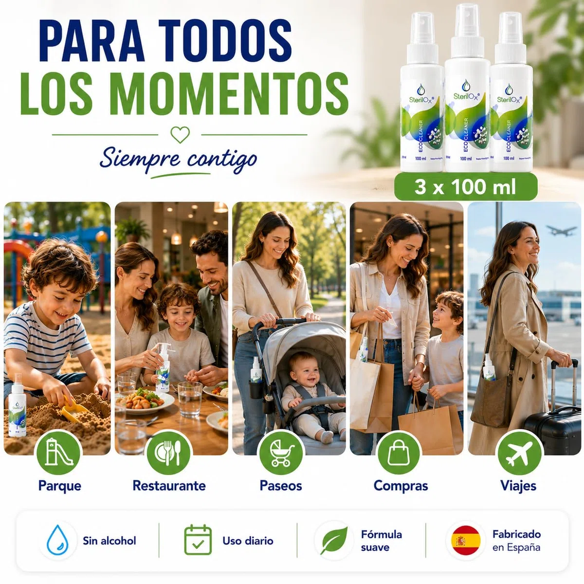 HOCl Spray für Hände, Haut & Zubehör 3x100ml – ohne Alkohol | HOCl Spray für Hände, Haut & Zubehör 3x100ml – ohne Alkohol & Parfüm