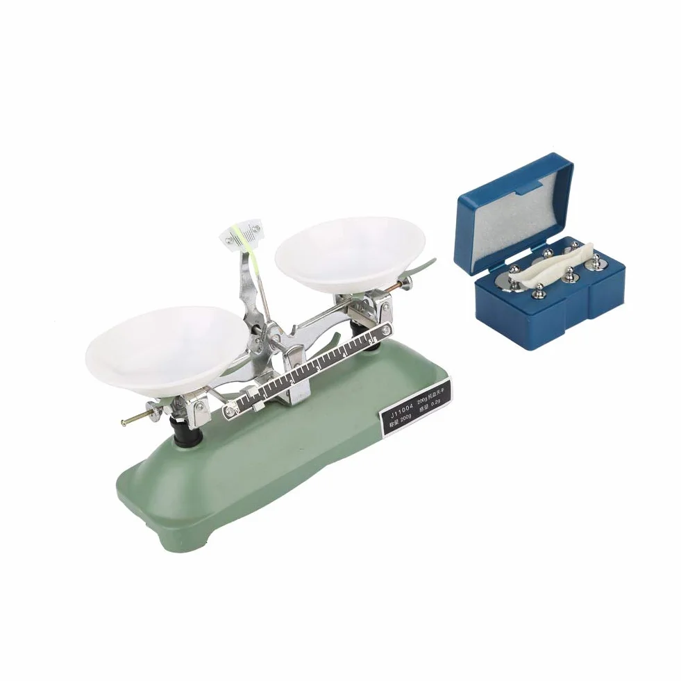 200 G 0,2 G Mechanisches Tablett, Waage mit Gewichten Chemischer Schwebebalken Roberval Balance Waage Skala Dreifach-Physik-Labor-Lehrmittel