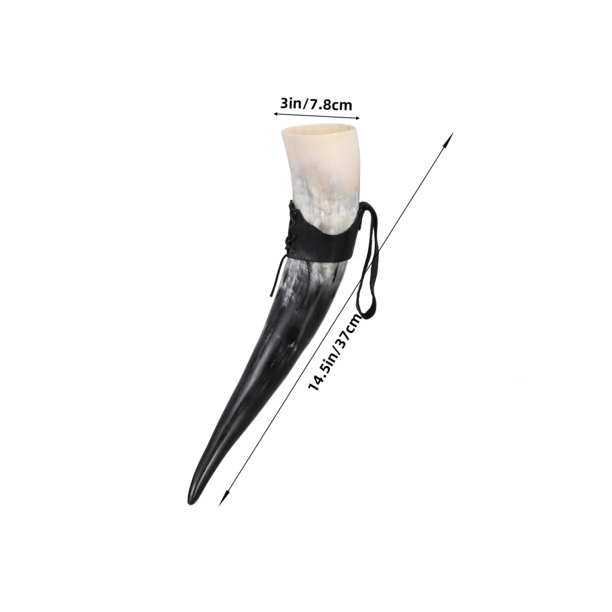 ULTECHNOVO Großer Mittelalterlicher Wikingerhornbecher mit Spitzem Design aus Gelbem Horn Trinkhorn mit Ständer und Robuster Praktischer Verarbeitung für Thematische Feiern