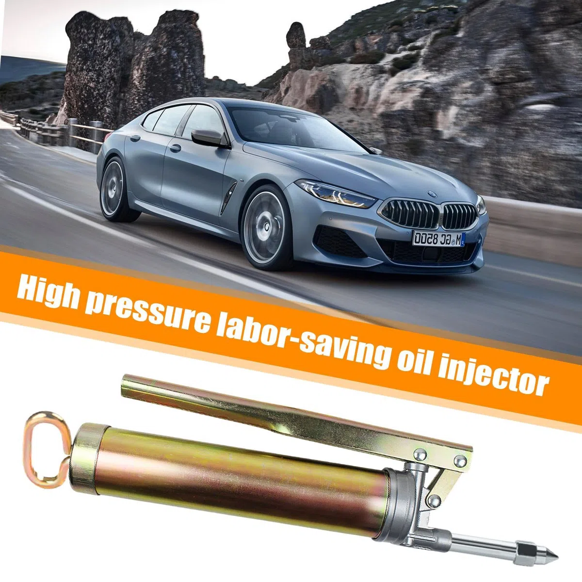 Handfetter - Hochdruck-Schmierwerkzeug, flexibler Schlauch mit großer Kapazität | Robustes Metalldesign mit Spitze und Schlauch, ideal für Autoreparatur, Mechanik, Garage, Außen- und Innenbereich