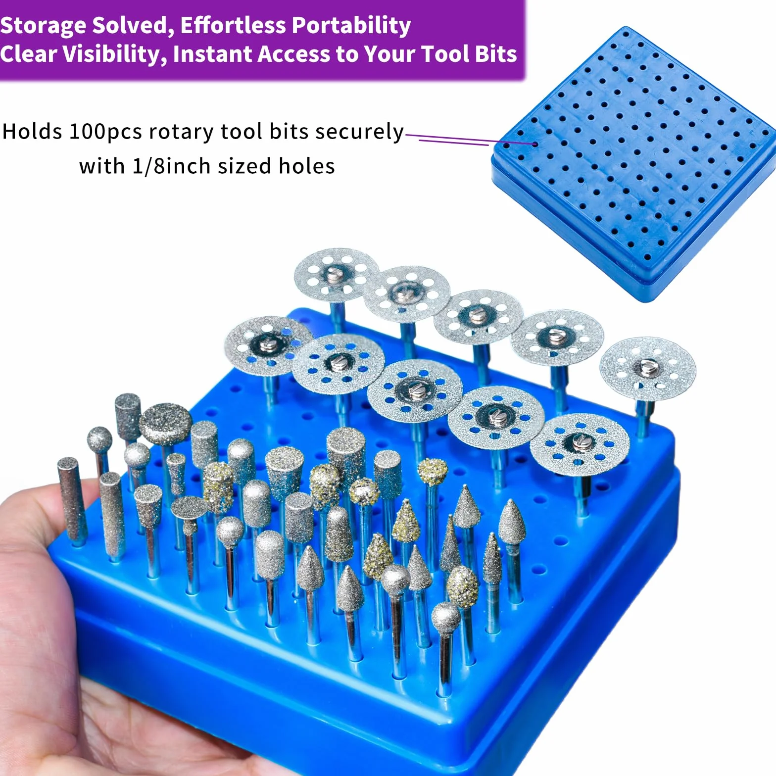 32 Stück Diamant Fräser Set 60 Körnung, Rotary Tool Zubehör mit Diamanttrennscheibe und 1/8"(3mm) Schaft Passform für Stein Glas Keramik Schnitzen, Schleifen, Polieren, Gravieren, Schneiden