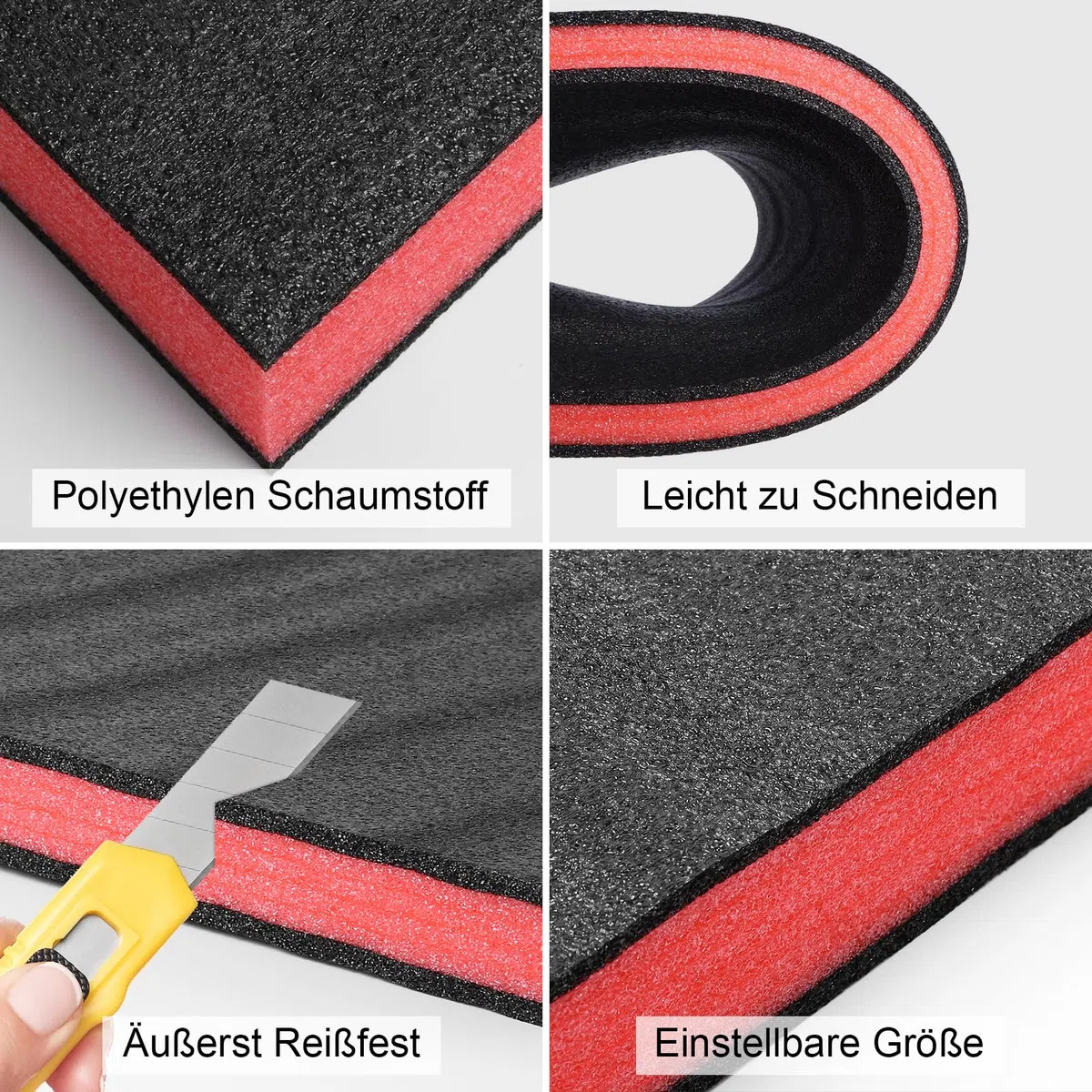 Storystore Schaumstoff Zuschnitt 4 Stück, 40 x 30 x 4cm Werkzeugkisten Schaumstoff Polyethylenschaumstoff Schaumstoffeinlage Werkzeug Kamerakoffer Werkzeugkoffer Schaumstoffplatte
