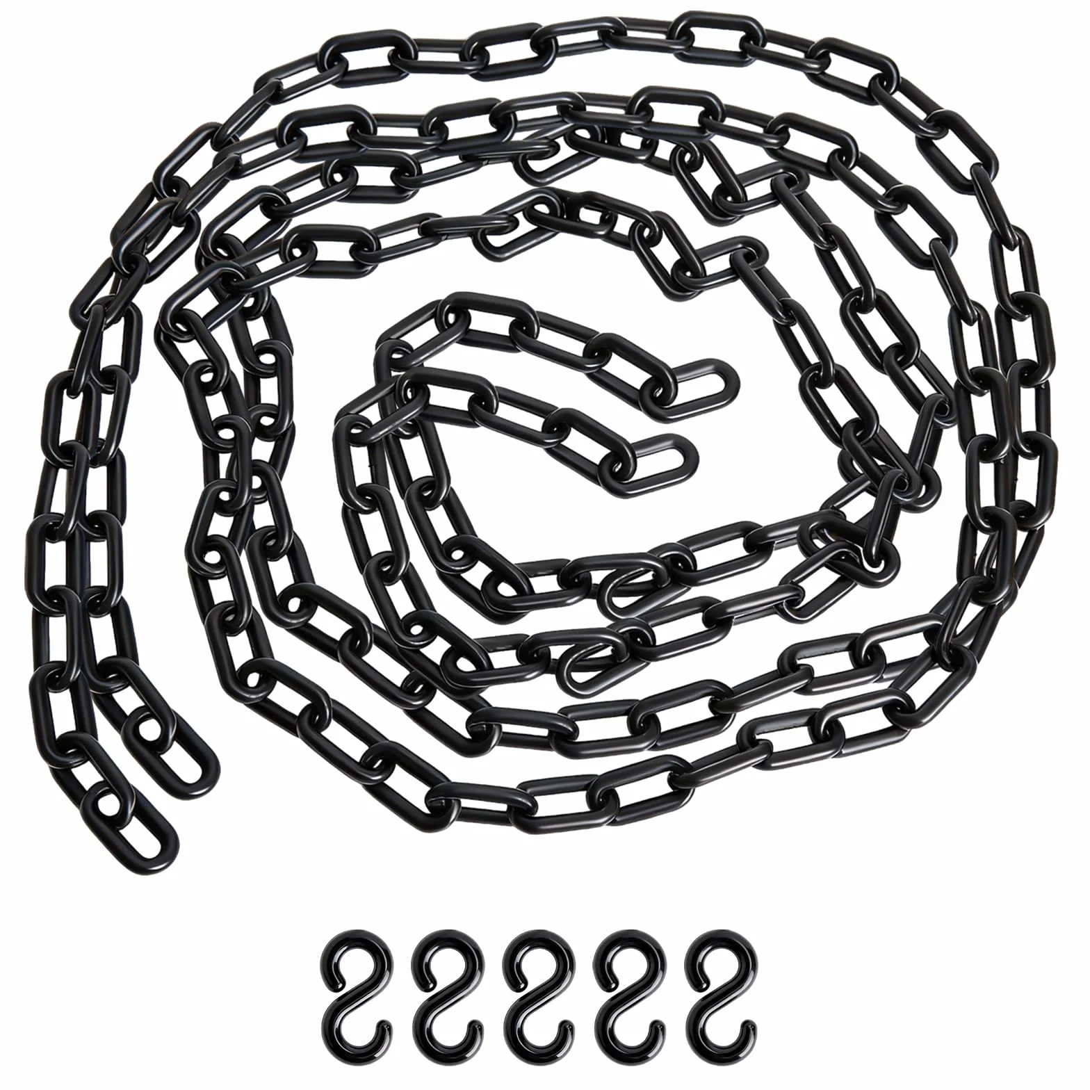 2 Meter Absperrkette Kunststoffkette mit 5 S Haken, 6mm Absperrketten, Sicherheitskette Warnkette, für Personenkontrolle, Warteschlangen, Warnsicherheit Parkplatz, Absperrung Von Flächen