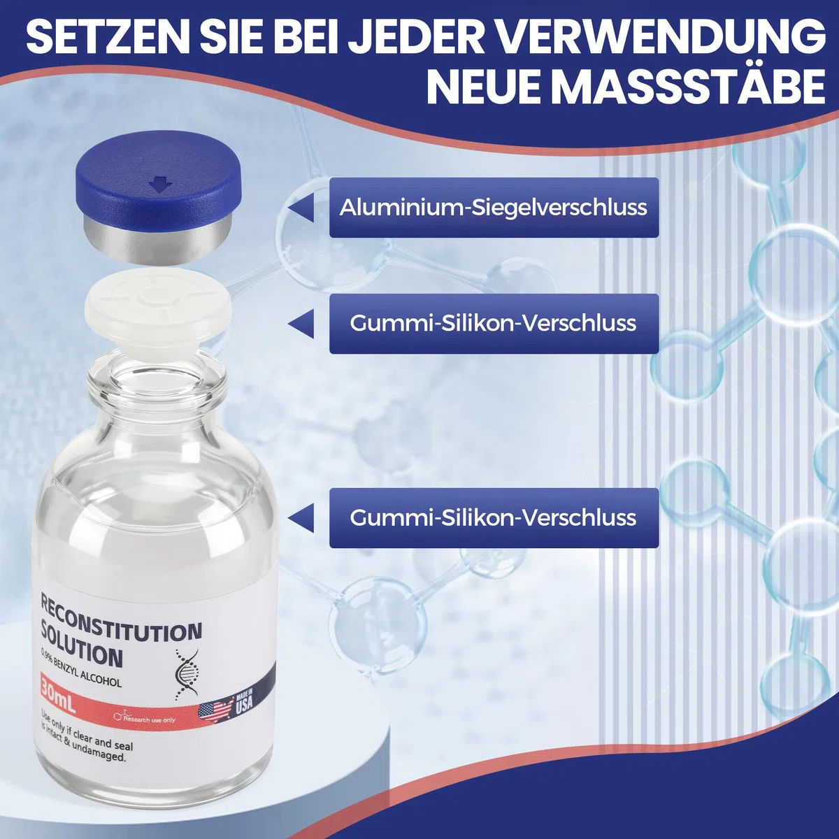 Jawell 2 Stück - 30 ml, hochwertige Glasflasche, mit dreifacher Versiegelung
