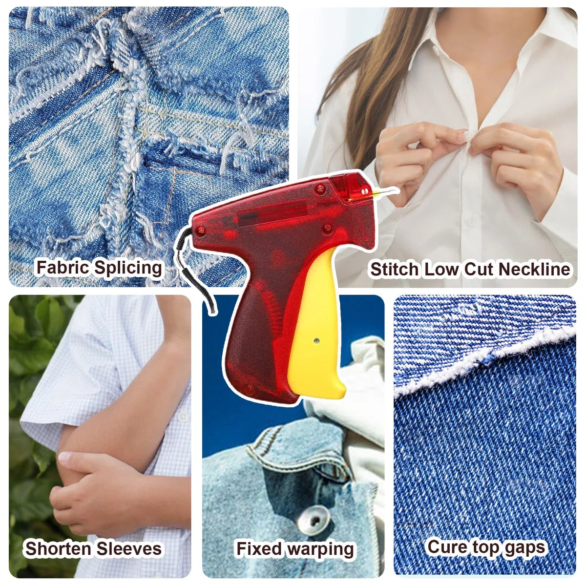Tagging Gun Kit, Feinstich Werkzeug Mini Stichpistole, Tagging Gun für Kleidung Nähen Quilten Säumen Schnellstich Tag Gun mit 2 Nadel, 2000 Weiß & 2000 Schwarz Mikroverschlüsse