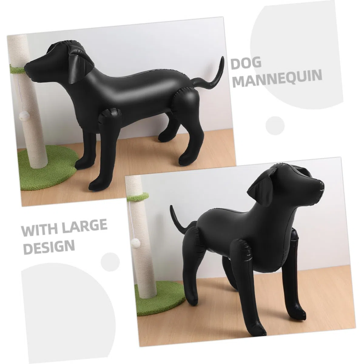 2 Stück Hunde Schaufensterpuppen aus Flexiblem PVC Aufblasbare Haustier Mannequins in Schwarz und Weiß für Bekleidungsausstellung