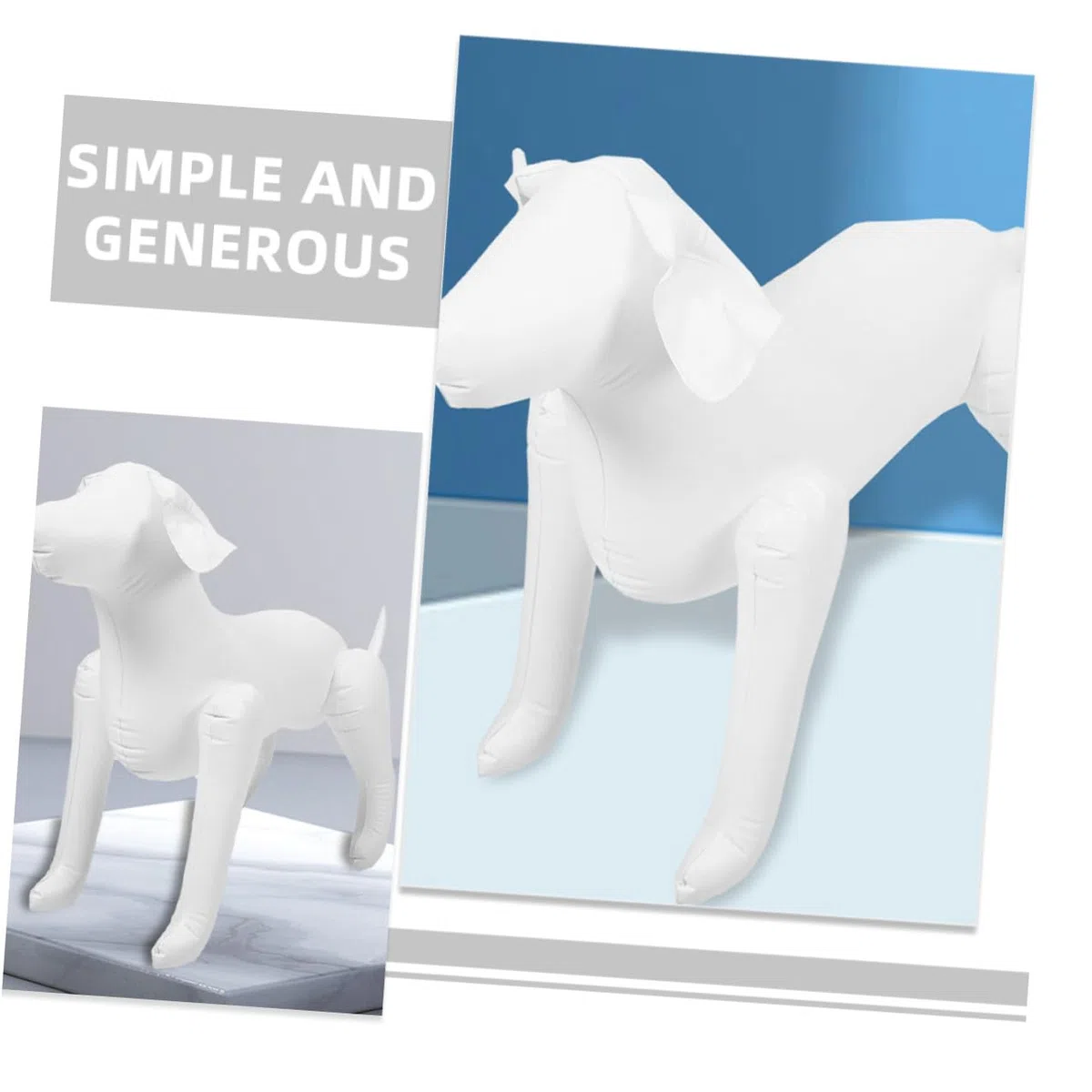 2 Stück Hunde Schaufensterpuppen aus Flexiblem PVC Aufblasbare Haustier Mannequins in Schwarz und Weiß für Bekleidungsausstellung