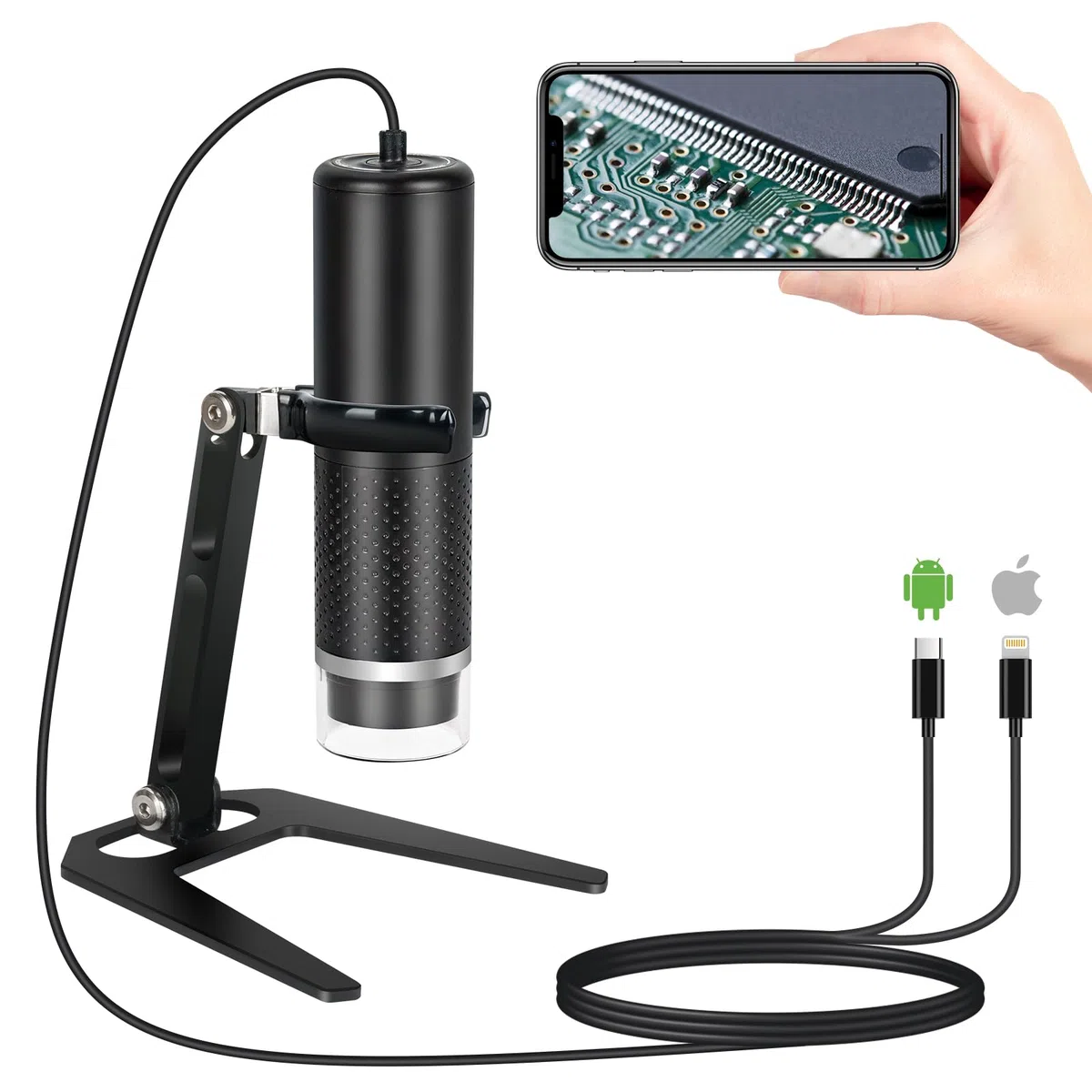 USB Digital Mikroskop Kompatibel mit iOS und Android Geräten, 1920x1440P HD tragbare Mikroskop Kamera für Erwachsene, Kinder, Studenten