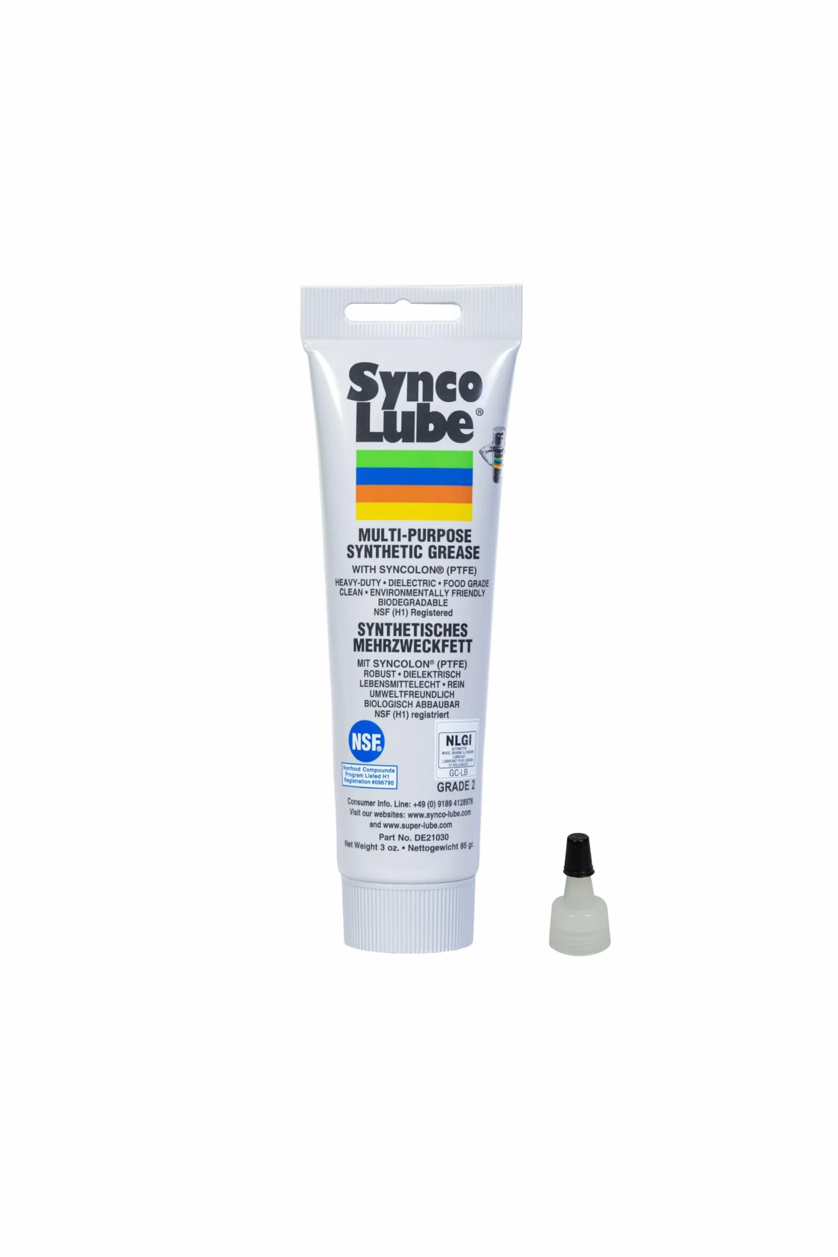 Super Synco Lube 21030 - Synthetisches Mehrzweckfett mit Syncolon (PTFE), 85g Tube + 10201 Aufsatz/Applicator