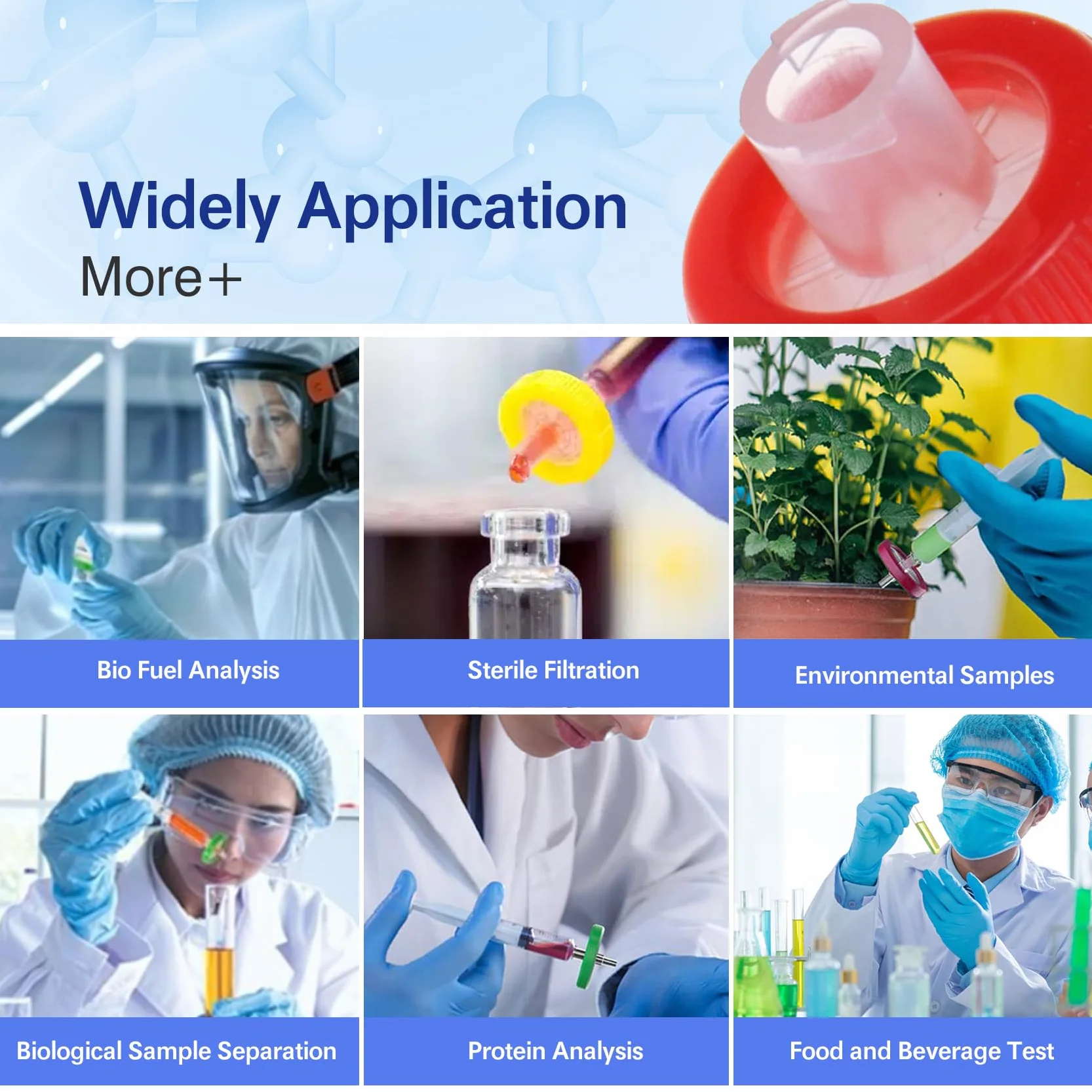 100 Stücke PVDF Spritzenfilter Hydrophilic 0,22 μm Porengröße, 13 mm Membran Durchmesser, Labor-spritzenfilter für die Biomedizinische Wissenschaft, Lila (Fässern Verpackt)
