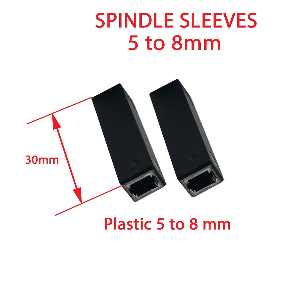 5 oder 7 mm bis 8 mm Spindel Sleeve Shims/Befestigungsscheiben Konvertiert, schwarz Finish, Kunststoff