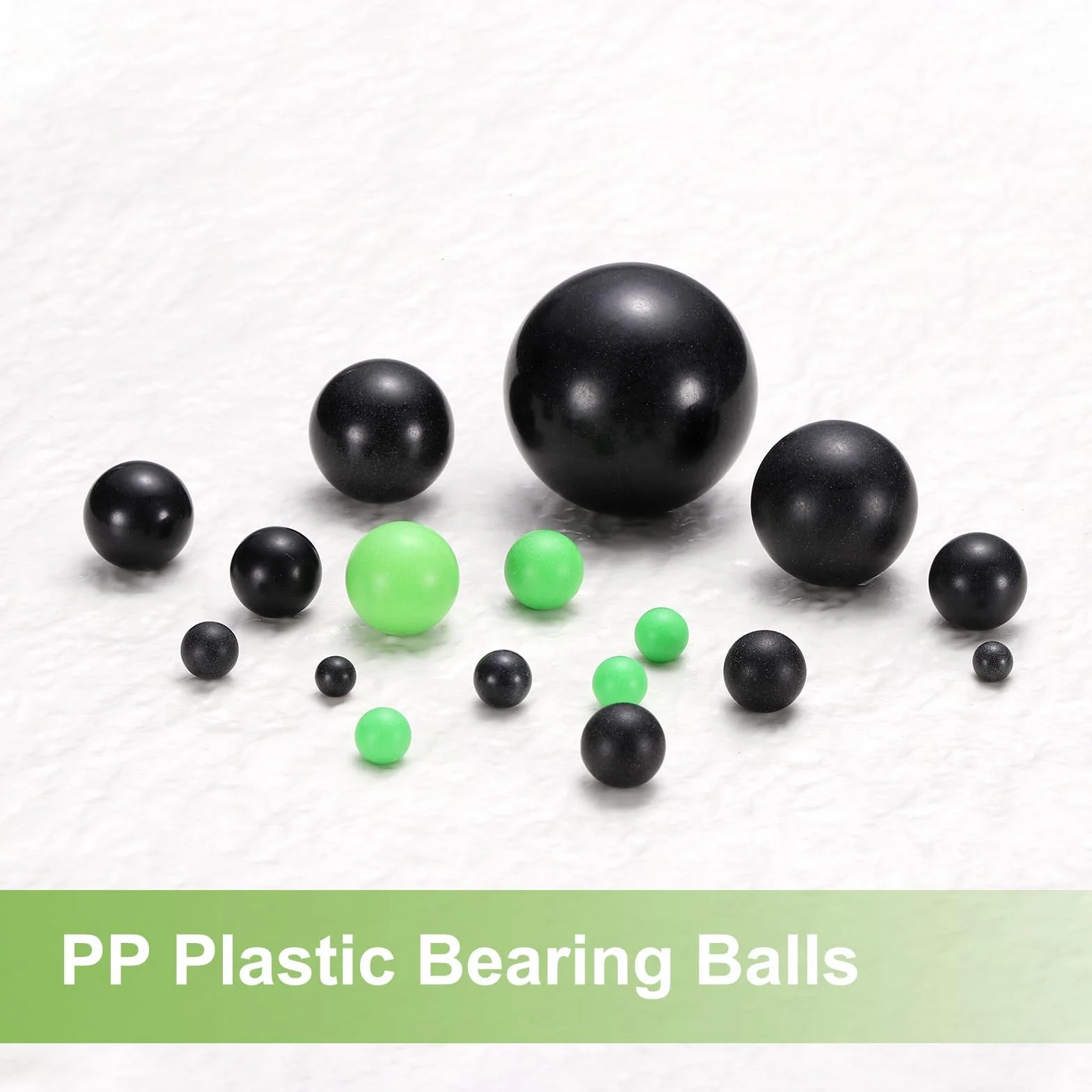 sourcing map POM-Kunststoff-Kugellagerkugeln, 6,35 mm, massive Kunststoffkugeln, G2, Präzisions-Polypropylen-Mini-Kugel, Schwarz, 100 Stück