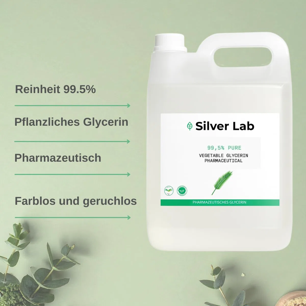 Glycerin 99,5% – Pharma Qualität, rein pflanzlich & vegan – transparent & geruchlos – 5 Liter Kanister – ideal für Kosmetik, Seifenherstellung & Hautpflege