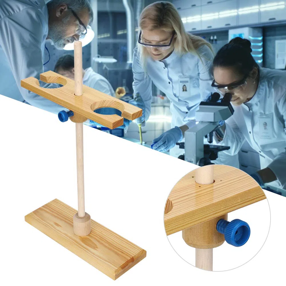Pilipane Trichter Rack Trichter Stand Trichter Unterstützung Einstellbarer Höhe Holztrichterhalter für Laborexperimente und wissenschaftliche Forschung Holzmaterial 2 Lochplatte