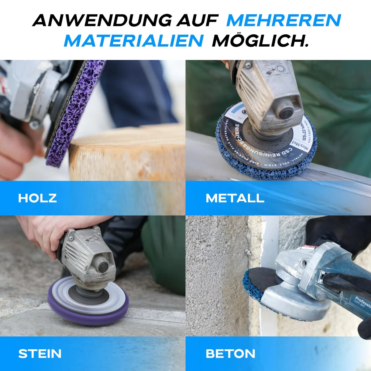 5 Stück Premium CSD Scheibe 125mm 3x Grob & 2x Mittel | Hochleistungs- & Bruchsichere Reinigungsscheibe | Für Winkelschleifer 125mm | Rostentferner für Flex | Holz Metall Stein Beton
