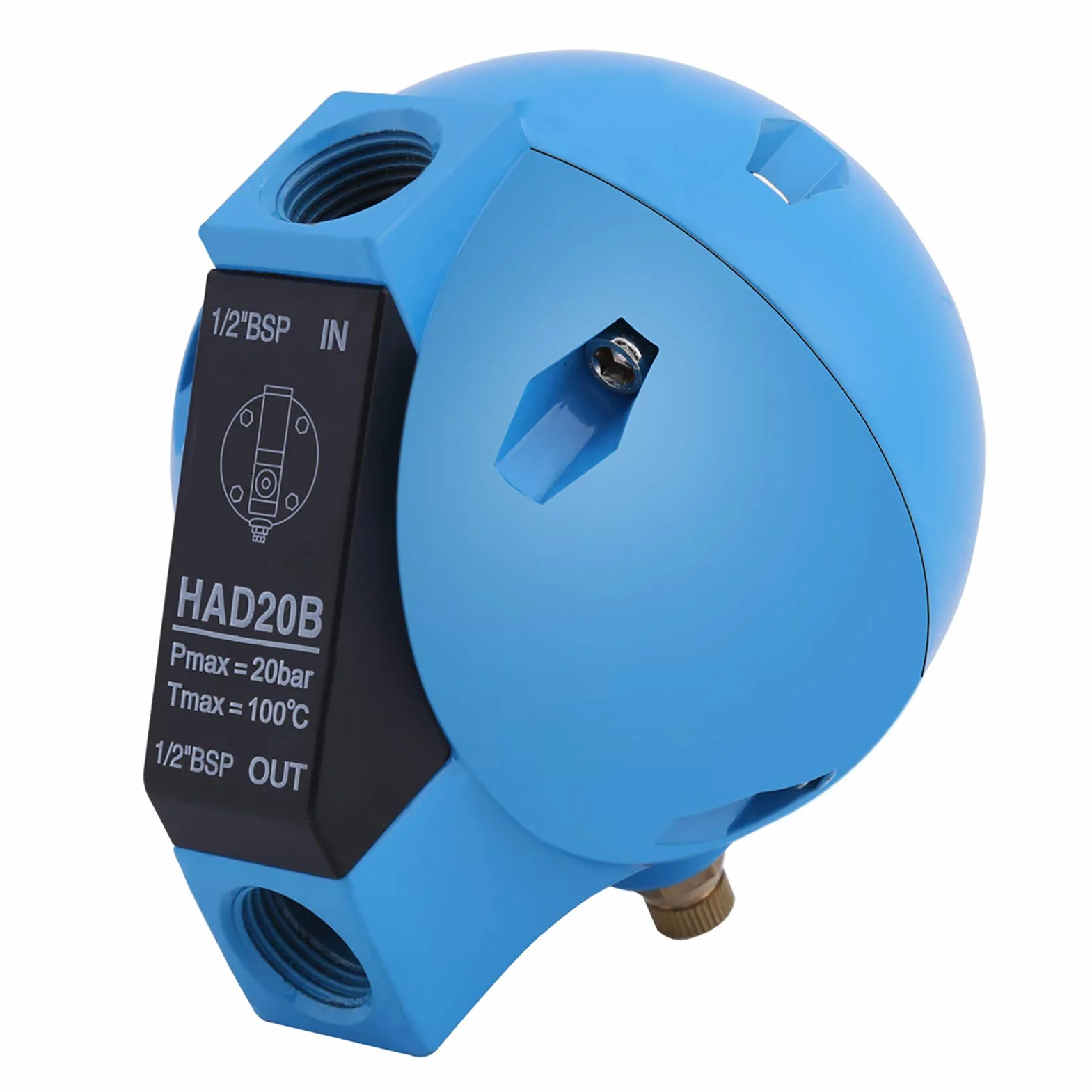 Automatisches Kondensat, Mechanisches Rundes Schwimmer-Ablassventil, 1/2BSP, 400 L/h, 20 Bar, Schwimmerablauf, Rundes Schwimmer-Ablassventil, 1 Stück HAD20B