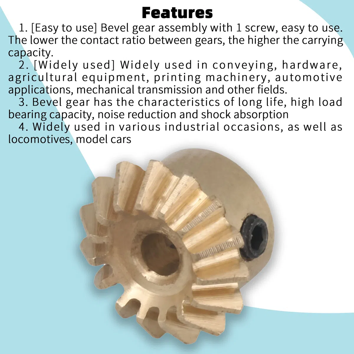 Kegelradgetriebe 0,8 Modul 15T mit 3 mm Loch für Hardware mechanische Rotation 6 Stück