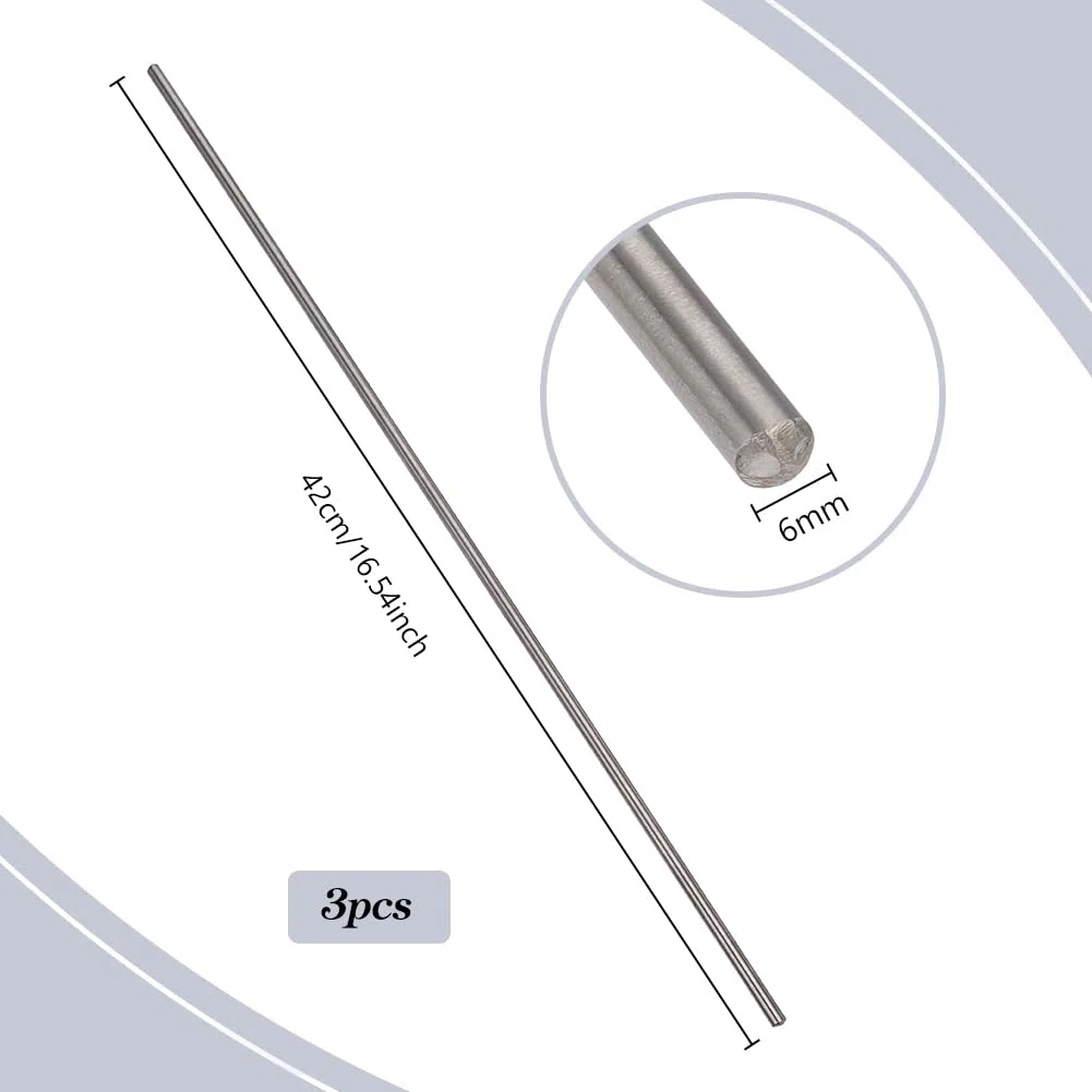 PH PandaHall 3 Stück Titan Rundstab Titanstab Durchmesser 6mm Länge 19 Zoll Für DIY Bastelarbeiten Metallbearbeitung.