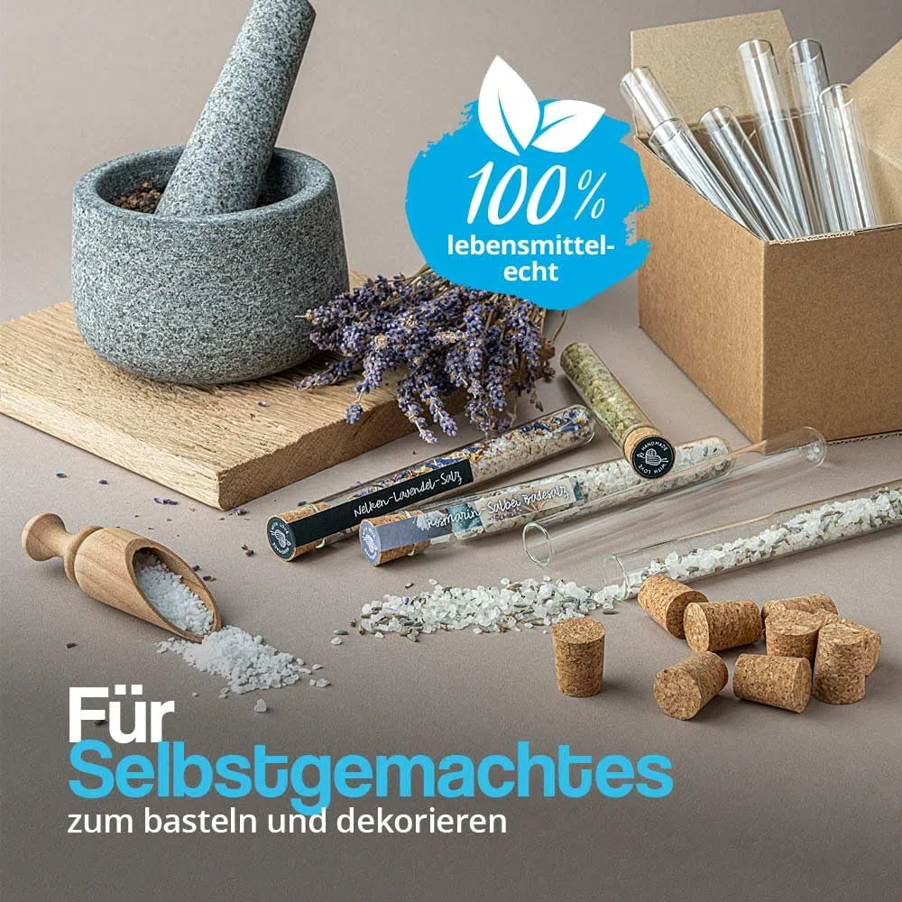 Tuuters 100x Glas Reagenzgläser mit Korken, dunkelbraun (160 x Ø16 mm)