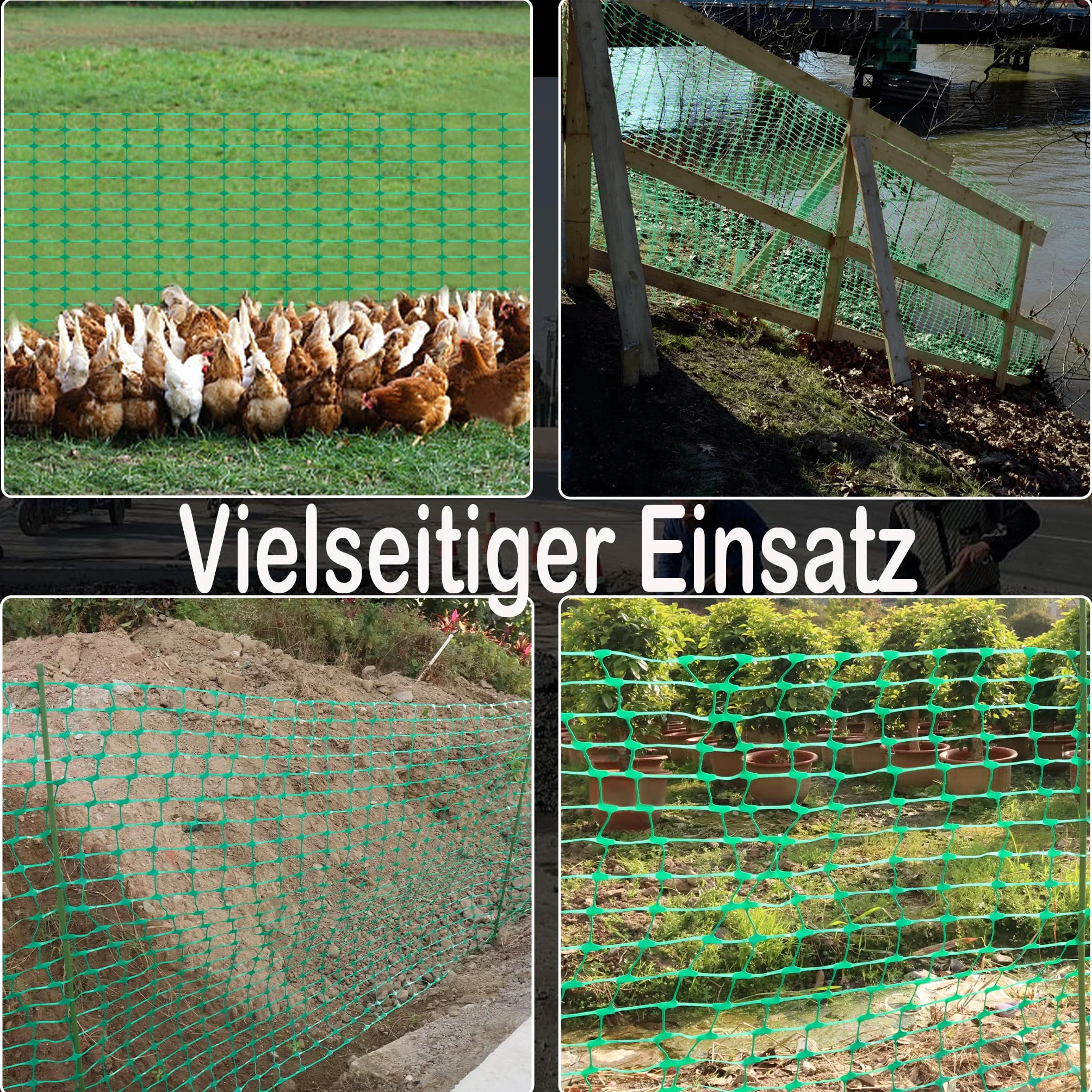 Absperrzaun Bauzaun Begrenzungszaun aus Kunststoff, Warnnetz Aufgerollter Sicherheitsnetz Nutztierzäune 100 cm hoch Schutznetz Baustellnetz (1x50m, Grün)