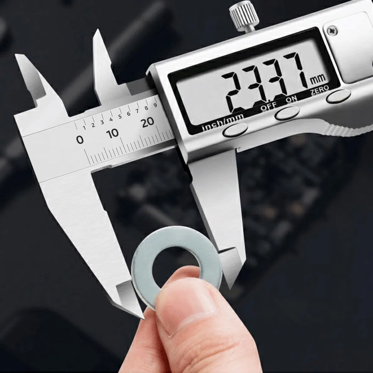 Messschieber Digital Hochpräzise Edelstahl Schieblehre 0-150mm/0-6 Elektronischer Mikrometer-Messschieber Für Innen Außen und Stufenmessungen LED Display Industrielles Testinstrument