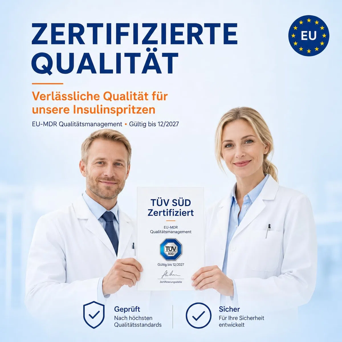 100 Stück 0,5 ml Dosierspritzen mit fester Nadel 29G x 13 mm – Einwegspritzen einzeln verpackt, präzise Skala | Labor, Tierpflege, Basteln, Nachfüllen, Liquid