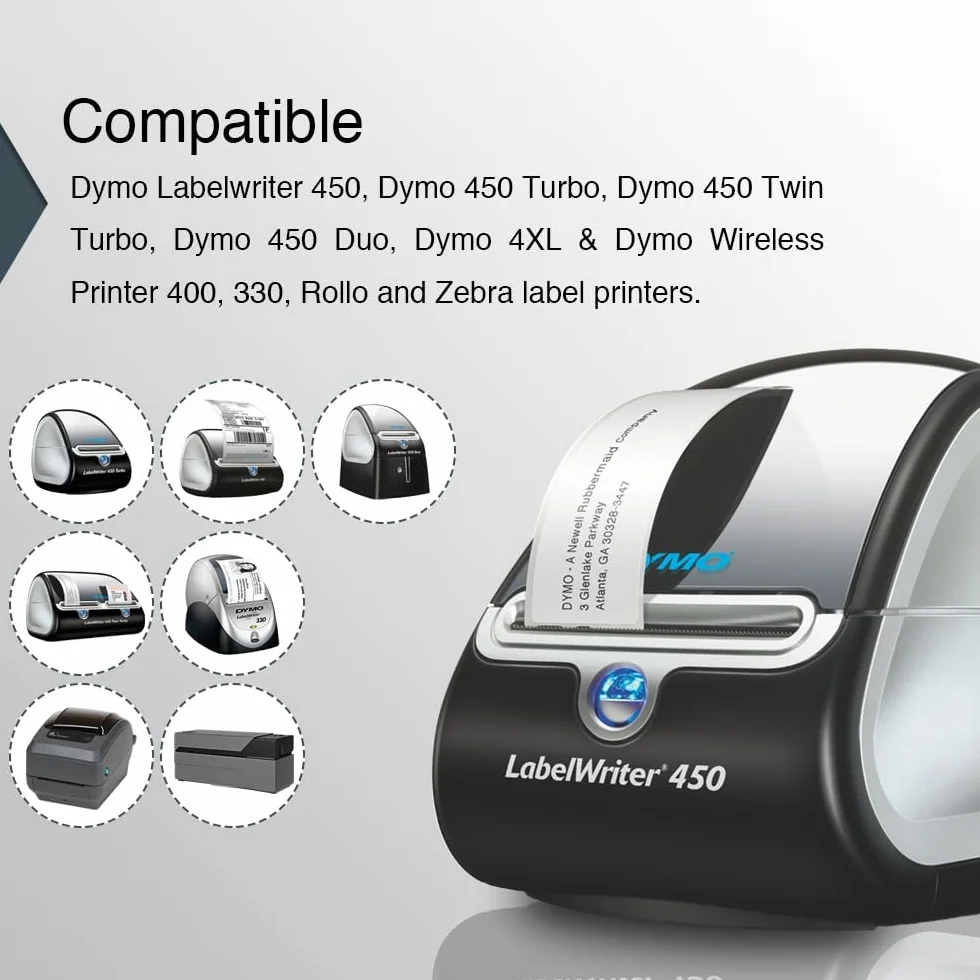 BETCKEY - 6 Rollen 11354 Selbstklebende Etiketten Kompatibel mit DYMO S0722540, 57mm x 32mm, 6000 Mehrzwecketiketten für LabelWriter 450, 4XL NICHT passend 550 oder 5XL