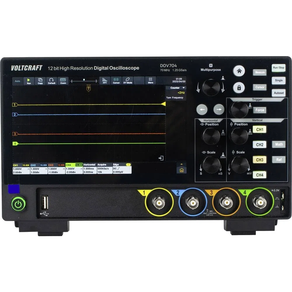VOLTCRAFT DOV704 Digital-Oszilloskop 70 MHz 4-Kanal 1.25 GSa/s 50 Mpts 12 Bit Digital-Speicher (DSO) 1 St.