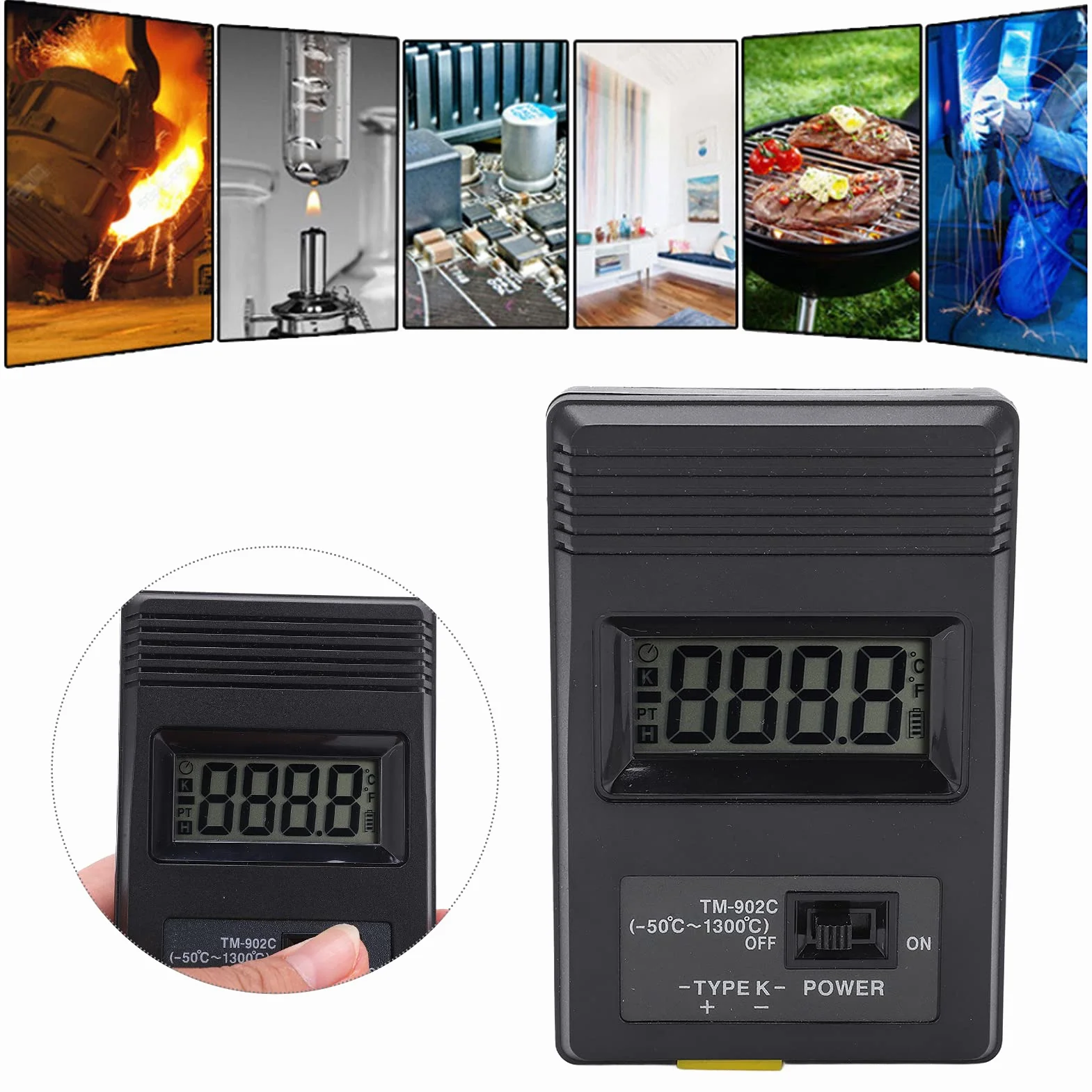 K-Typ Thermoelement Thermometer, Tm-902c -50~500℃ Digitales Thermometer für die Industrie, Thermoelement Sensor Temperaturmessgerät Temperaturmesser Mit Standard-K-Stecker