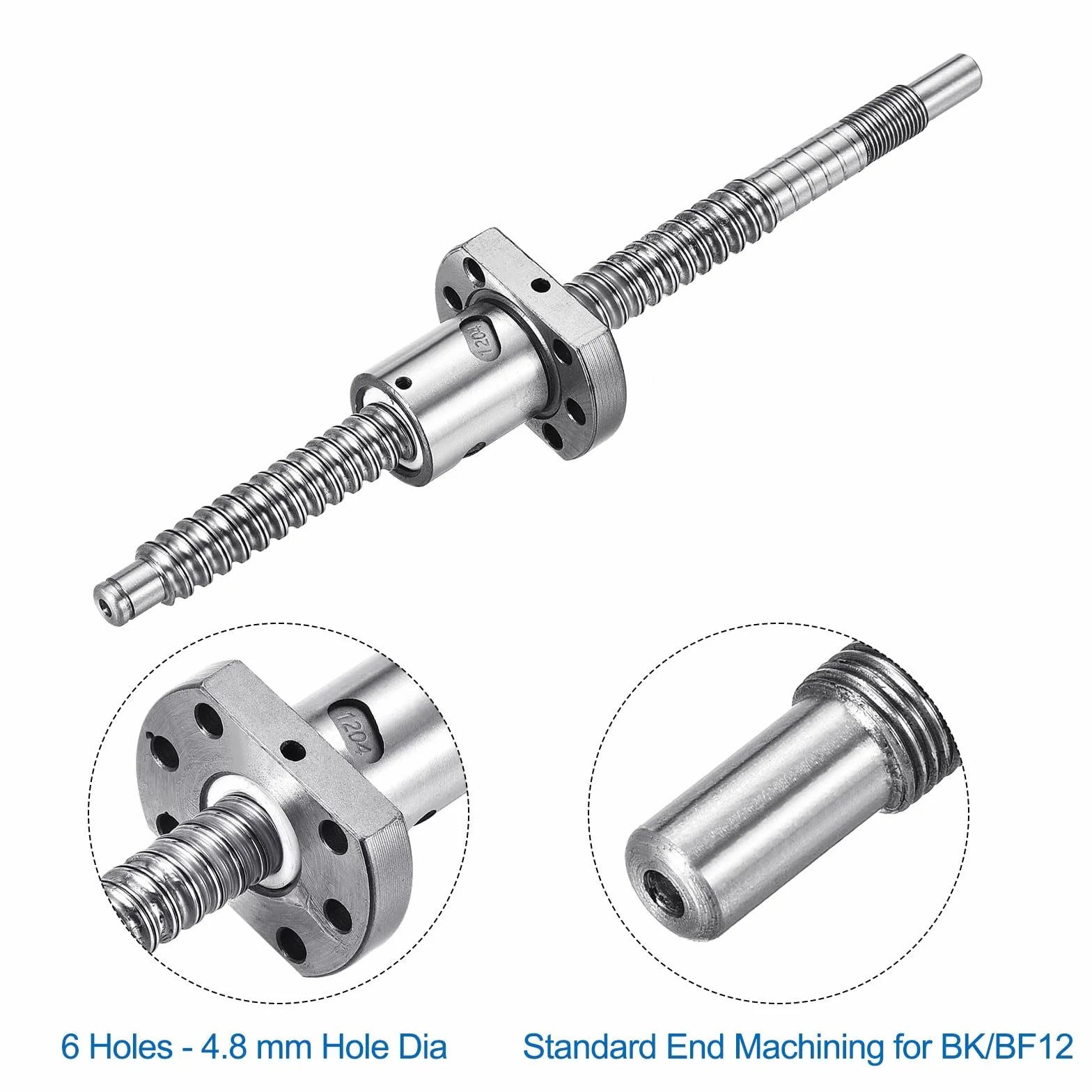 QUARKZMAN BallScrew SFU1204 (Durchmesser 12mm, Steigung 4mm, Länge 200mm) mit Kugelgewindemutter Anti-Backlash Kugelgewindespindel-Kit Standard-Endbearbeitung für BK/BF12 CNC-Maschinenteile