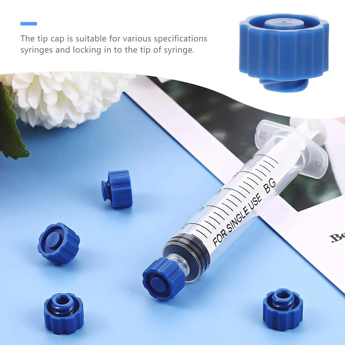 SHINEOFI 100 Stück Kunststoffkappen für Spritzen Luer Lock Verschlüsse Spritzenspitzenkappen Einfach zu Lagern Dicht für Klebstoffe und Wärmeleitpaste