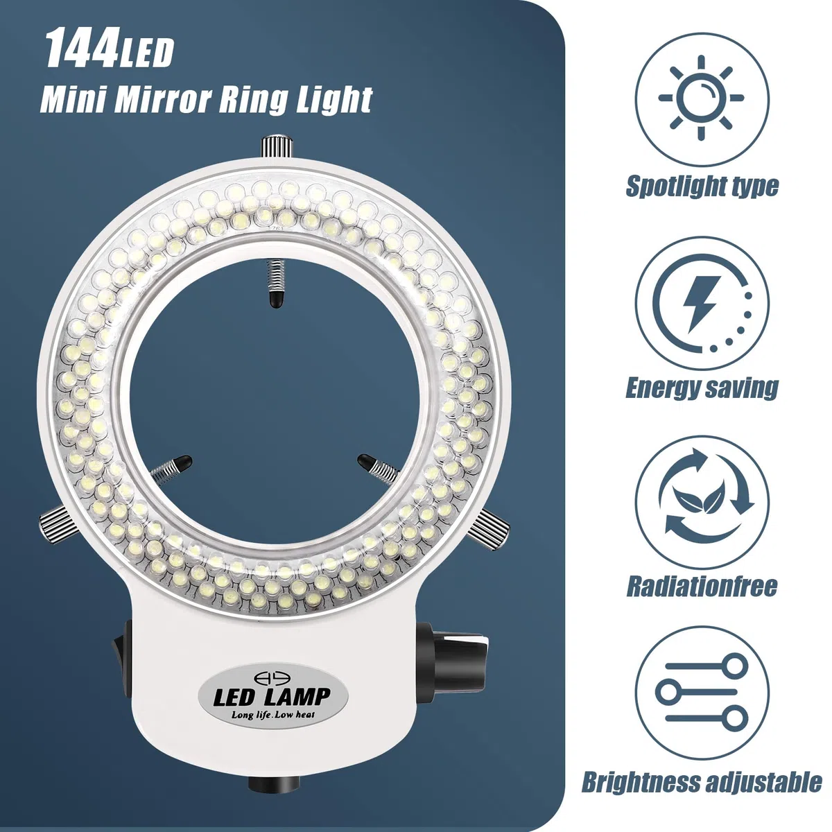 144LEDs Ringlicht Ringleuchte Fuer Mikroskop Microscope Lampe Licht 6000K 0-100% Einstellbar
