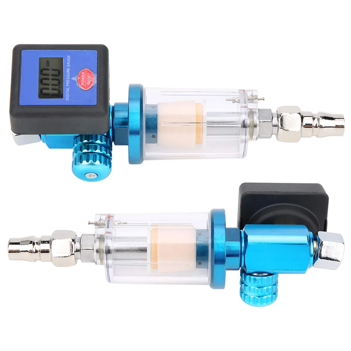 Digitaler Luftregler, Luftkompressorfilter, 140PSI 1/4 "Luftdruckregler-Messgerät, Öl-Wasserfallen-Filterregler mit Anschluss für Spritzpistole