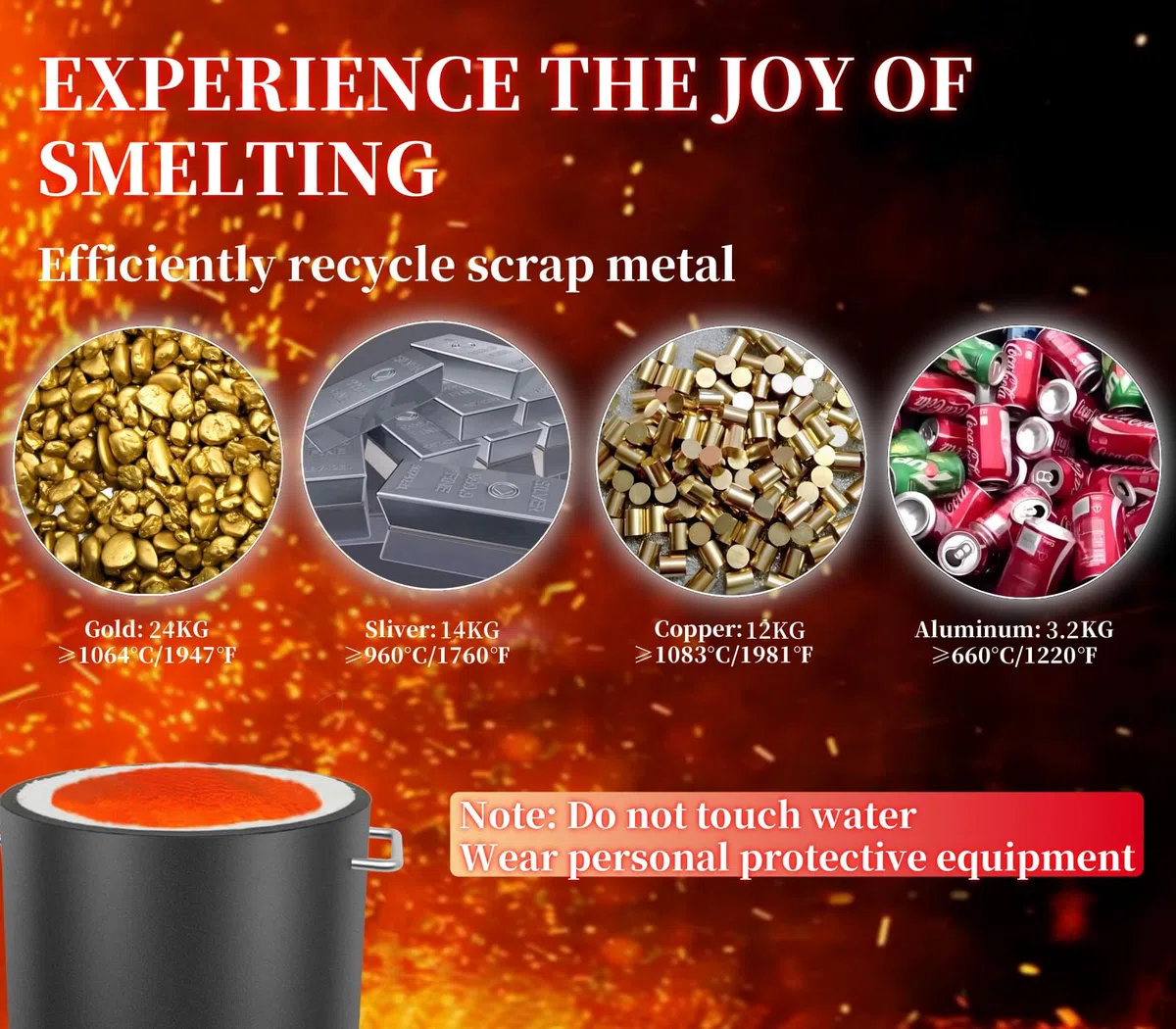 12KG Propan-Schmelzofen-Set, Große Kapazität Brennofen Gießerei Ofen Schmelzen Gold Silber Kupfer Aluminium Metall Recycling für Schmuck Herstellung und Metallguss