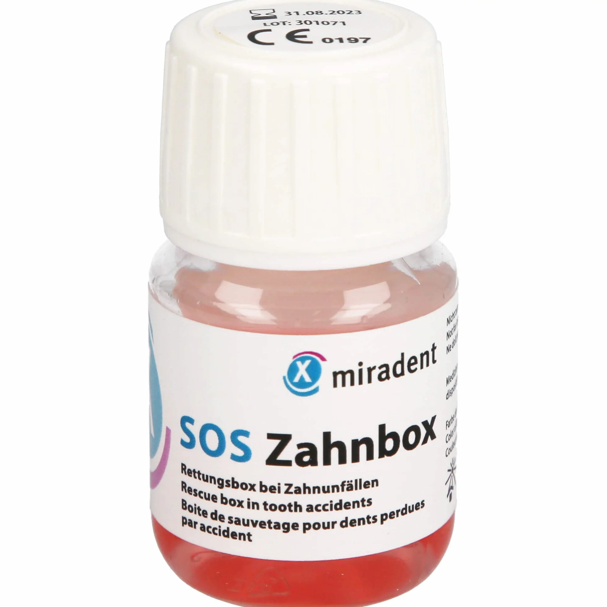 Miradent SOS Zahnbox® | Zahnrettungsbox für ausgeschlagene Zähne & Frontzahntrauma | Nährlösung erhält Zellen für eine Replantation & Einheilung des verlorenen Zahns | Aufbewahrung bis zu 48h