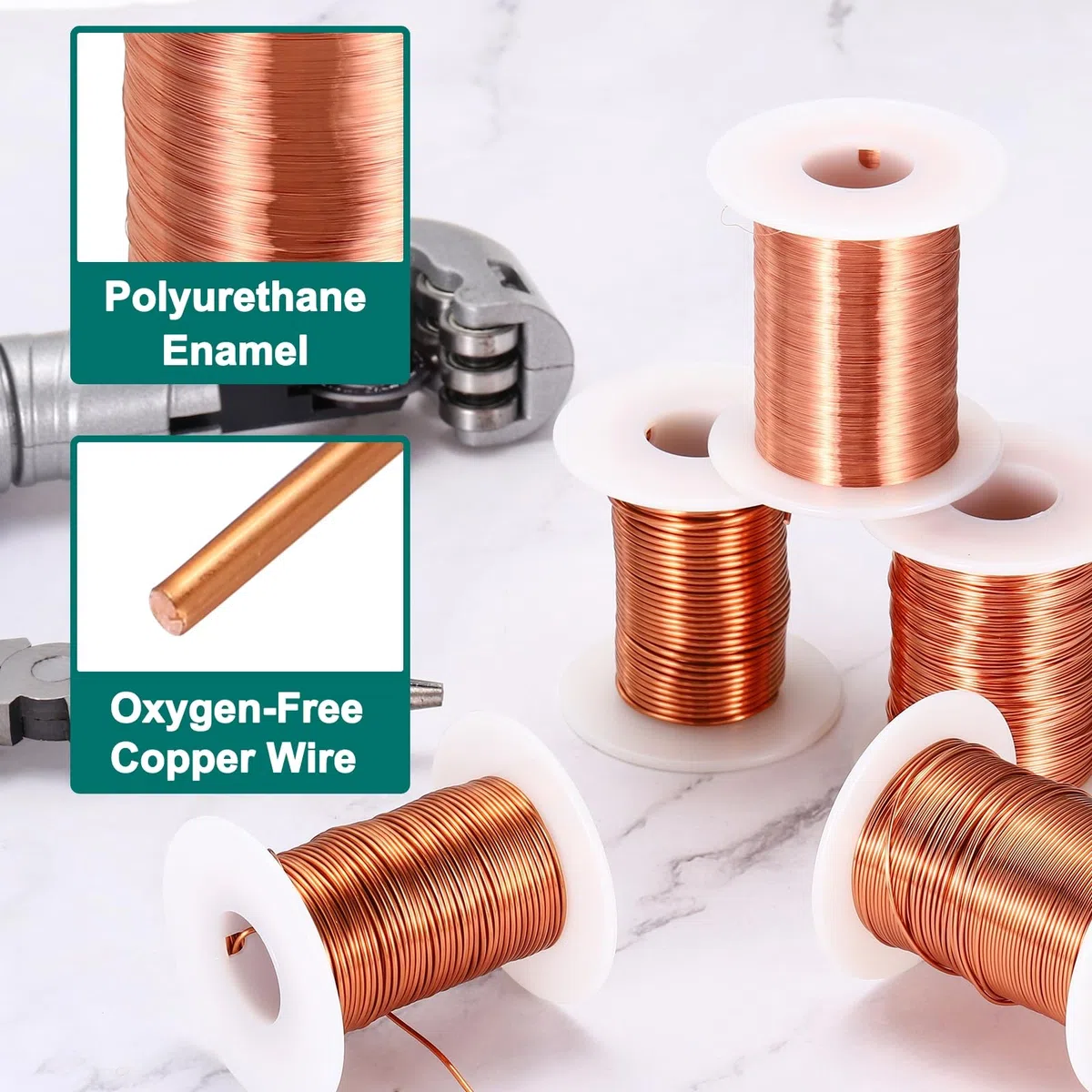 sourcing map 40 AWG Magnetdraht, Kupferlackdraht, 40 Gauge, 57 g, magnetischer Spulendraht für Transformator, Motor, elektrisch, 155 C (311F)