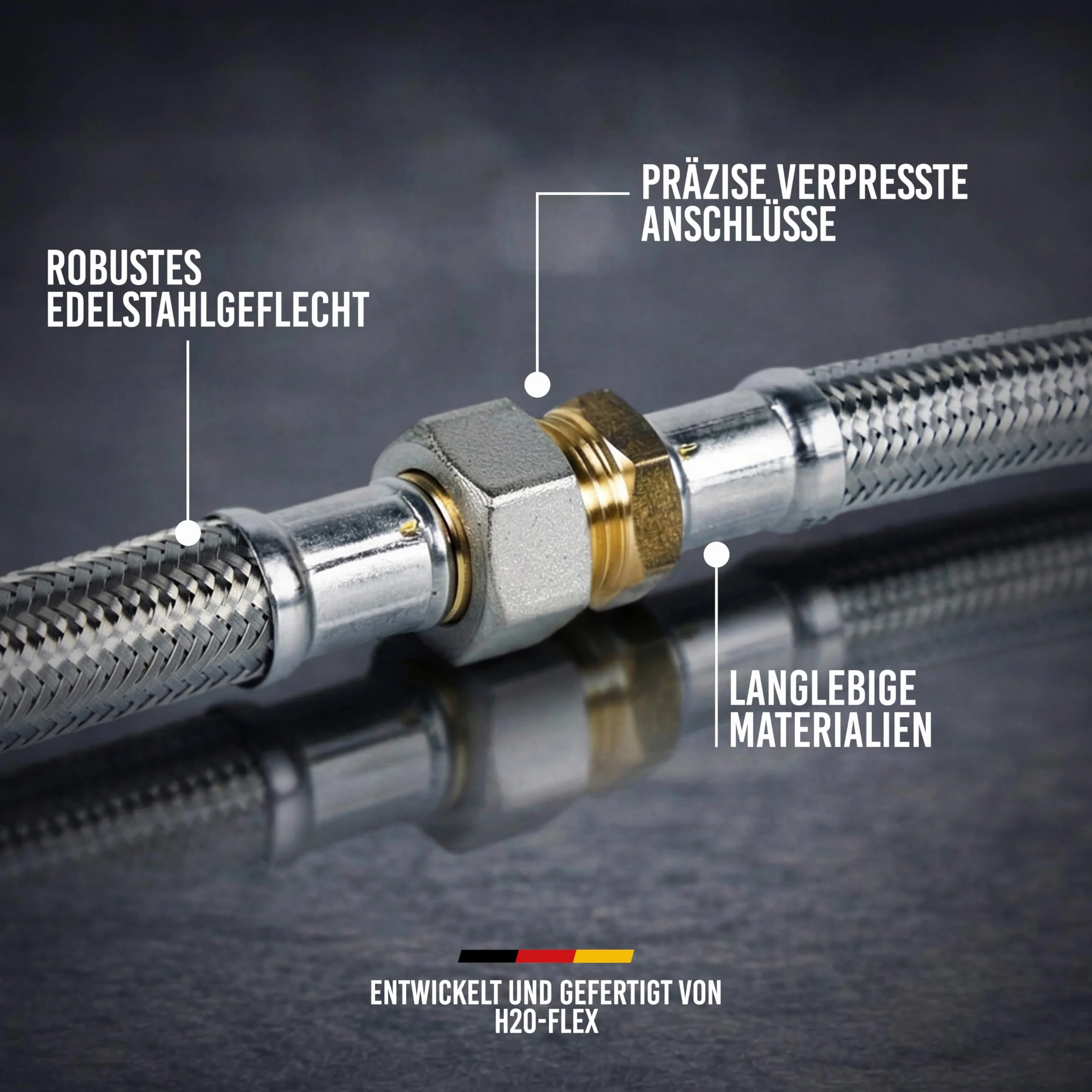 Hochwertiger Panzerschlauch 1" AG x 1" ÜM Bogen 300mm – Für zuverlässige Heizungs- und Wasserinstallationen Solarschlauch Pumpenschlauch Heizungsschlauch