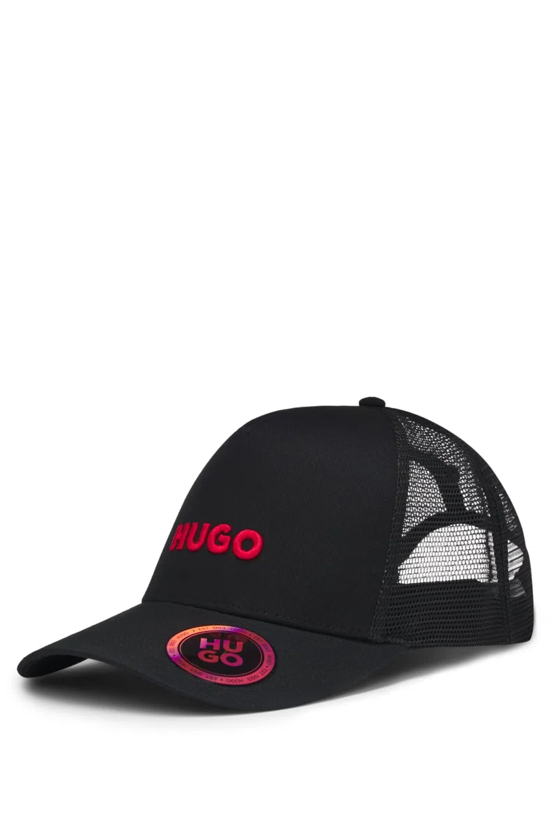 HUGO Herren Marsel-Trucker Cap aus Baumwoll-Twill mit Mesh-Einsätzen