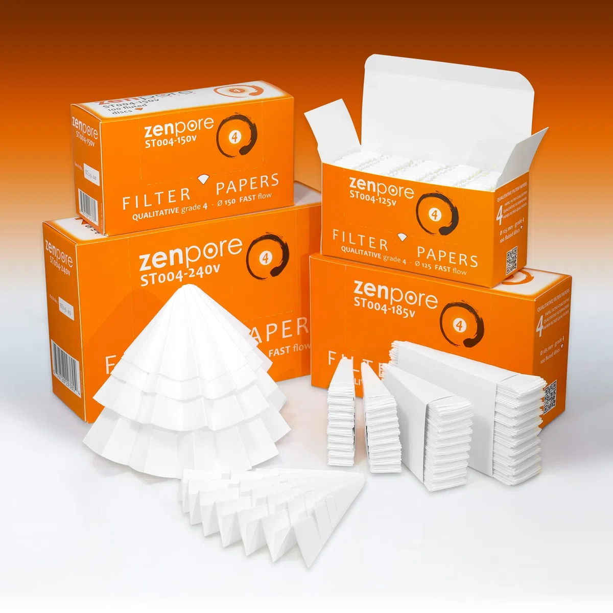 24 cm Faltenfilterpapier, vorgefaltet (gefaltet), Qualitative Grade 4 - Schneller Fluss 240 mm (100 Scheiben)